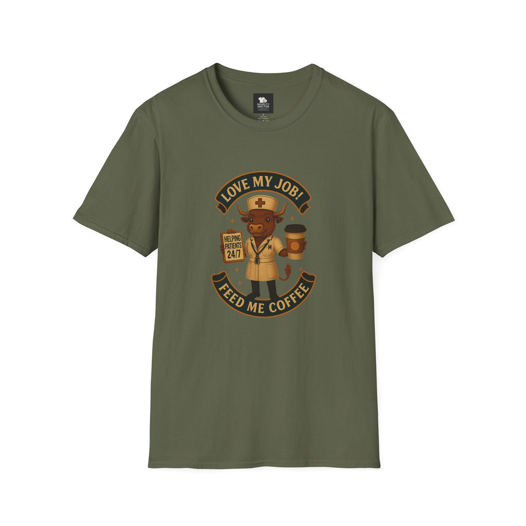 Funny HCA Highland Cow Coffee Lover Softstyle T-Shirt
