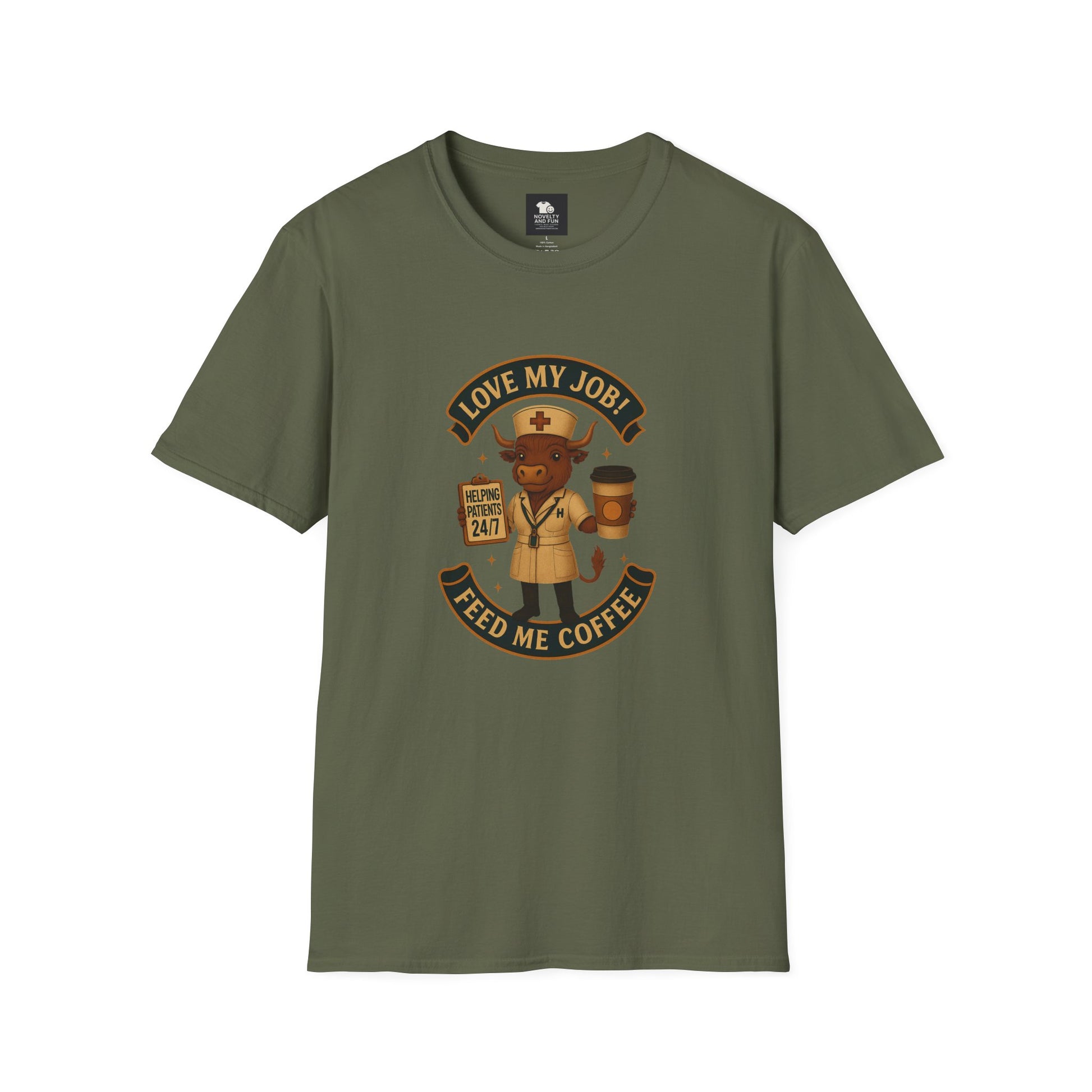 Funny HCA Highland Cow Coffee Lover Softstyle T-Shirt