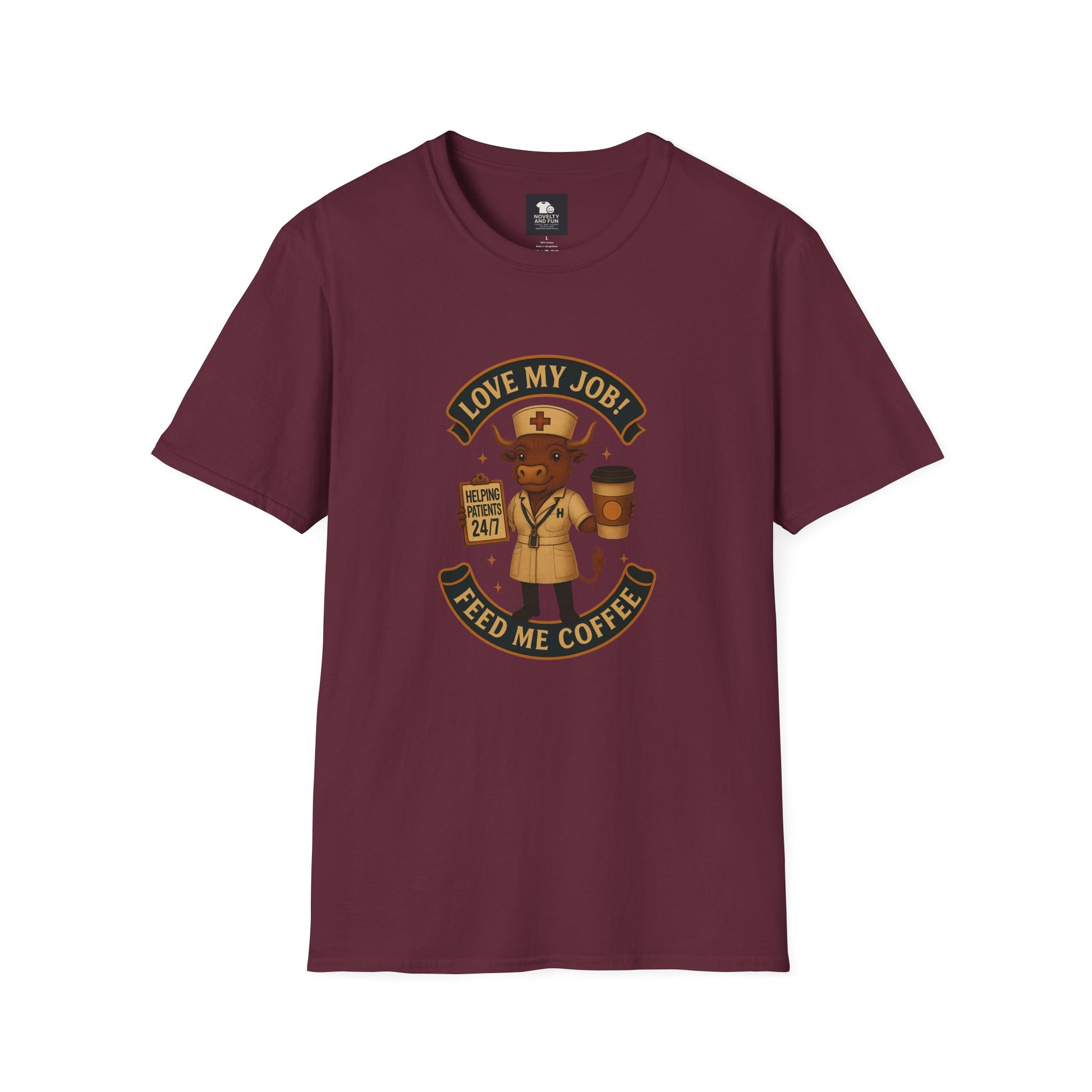 Funny HCA Highland Cow Coffee Lover Softstyle T-Shirt