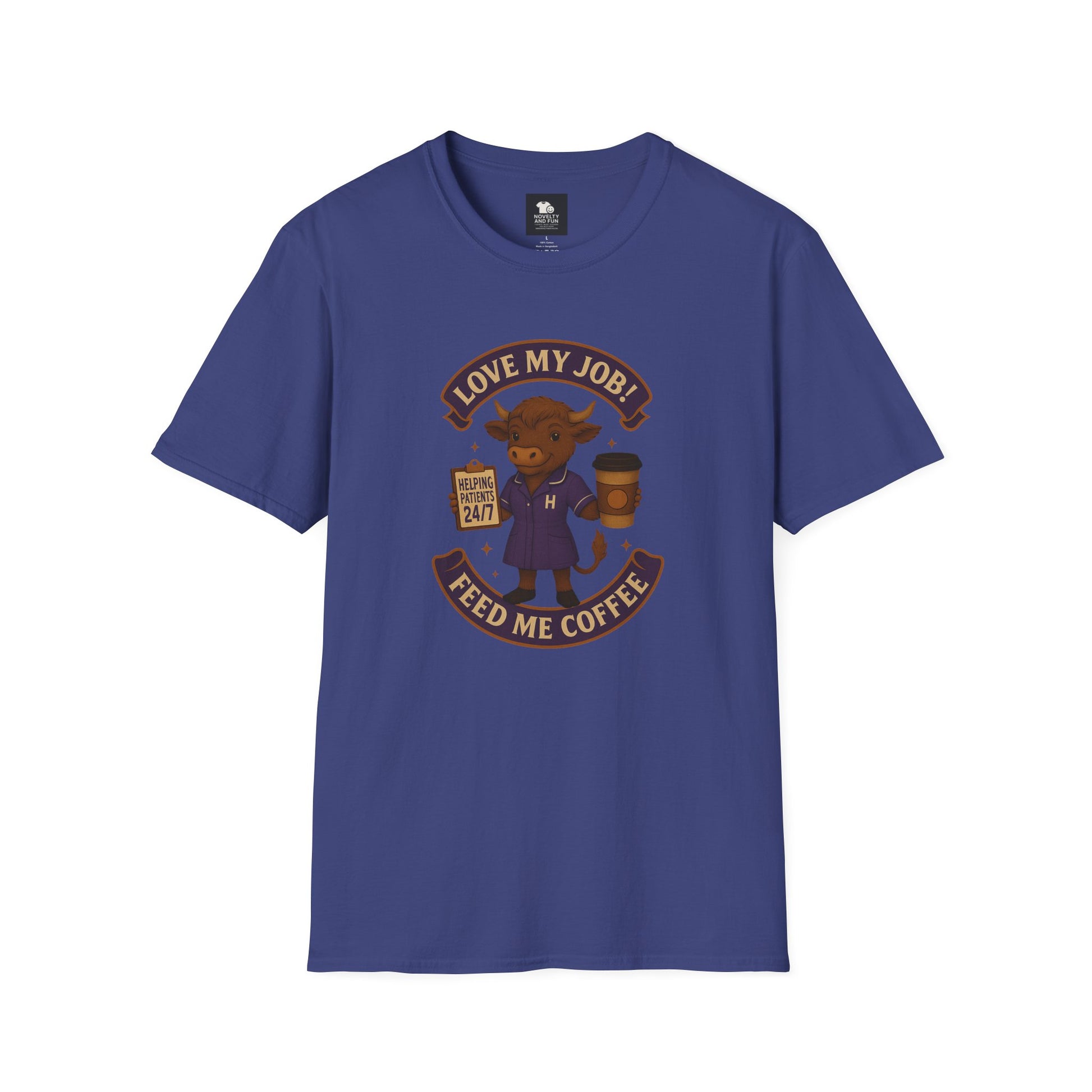 HCA Coffee Lover's Unisex T-Shirt, Funny Highland Cow Design