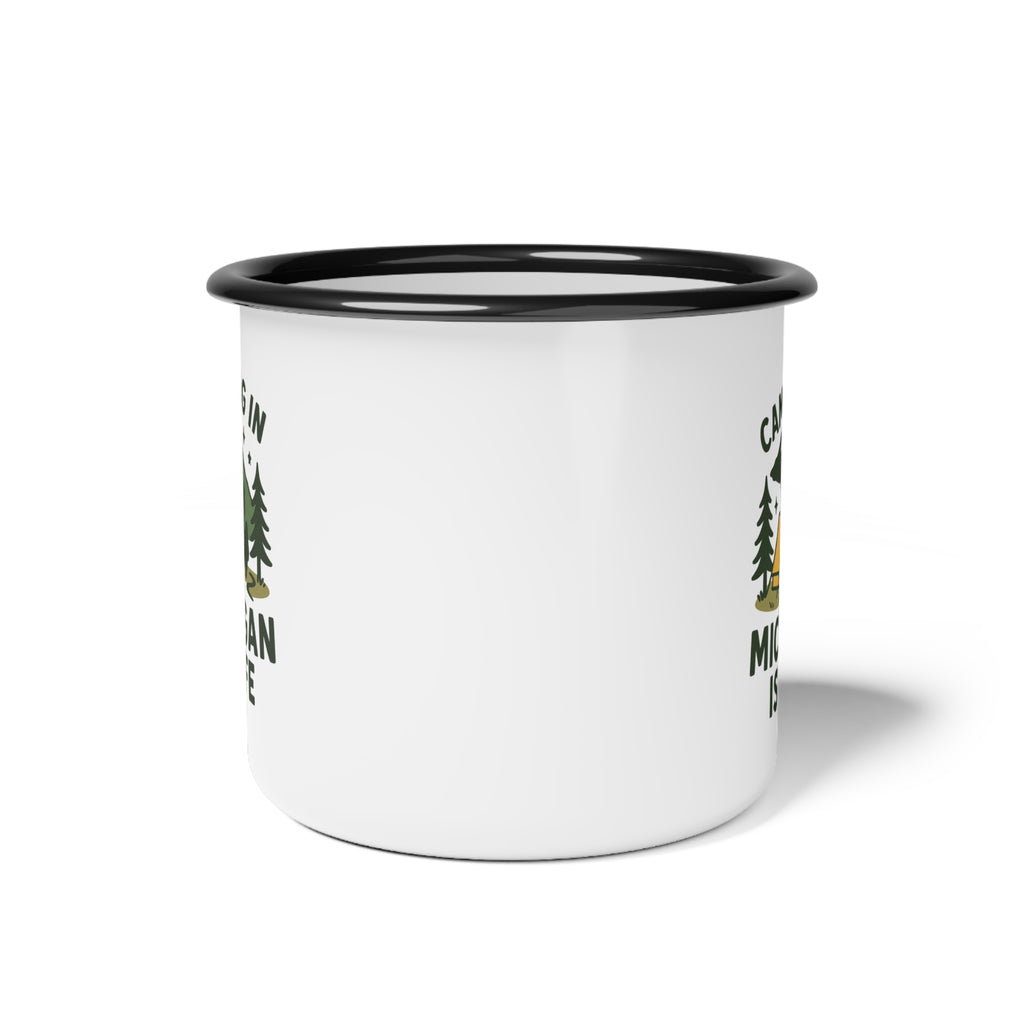 Camping Enamel Camp Cup - Adventure Lover's Mug, Outdoor Gifts, Michigan Campfire Decor, Unique Camping Accessories