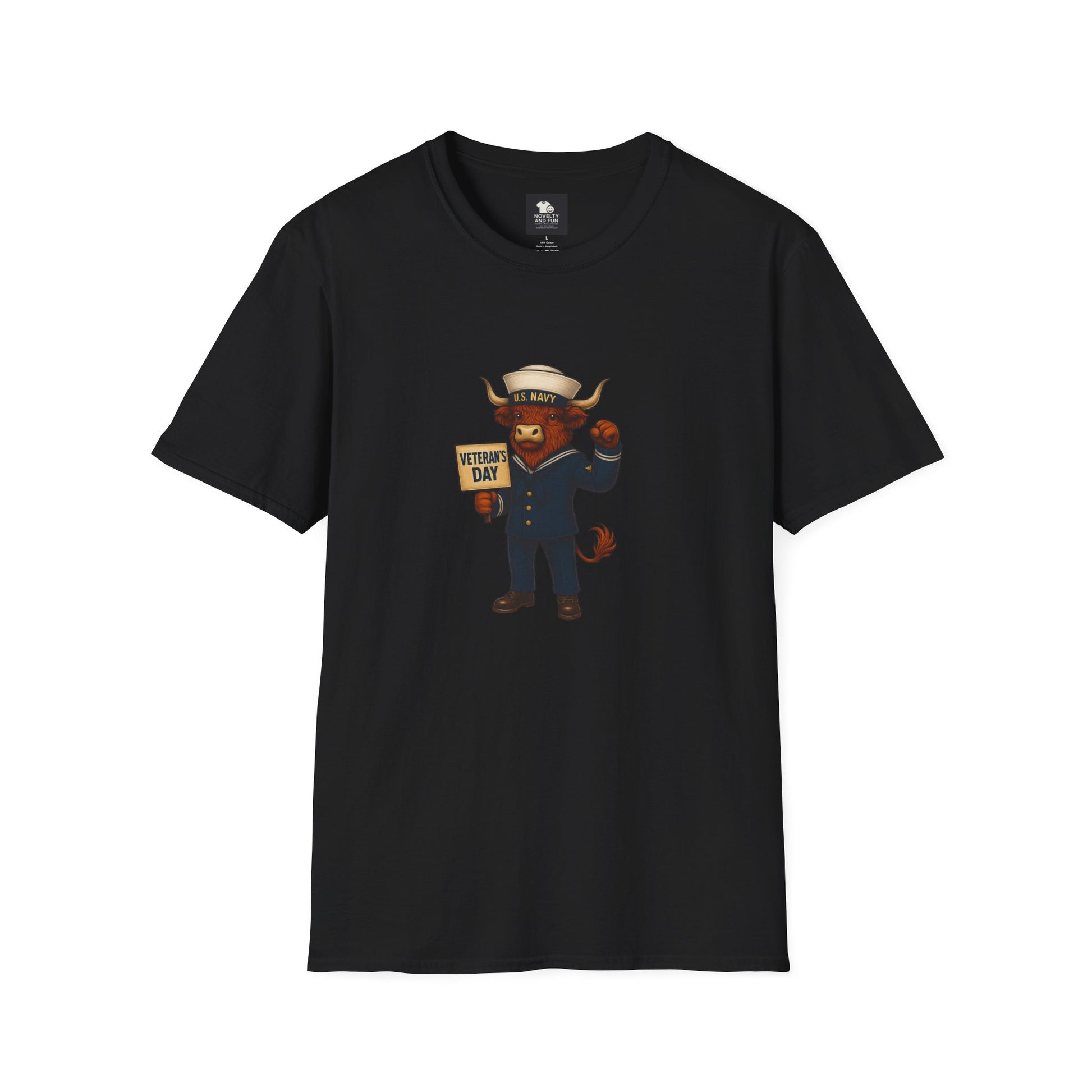 Veteran's Day Navy Highland Cow T-Shirt
