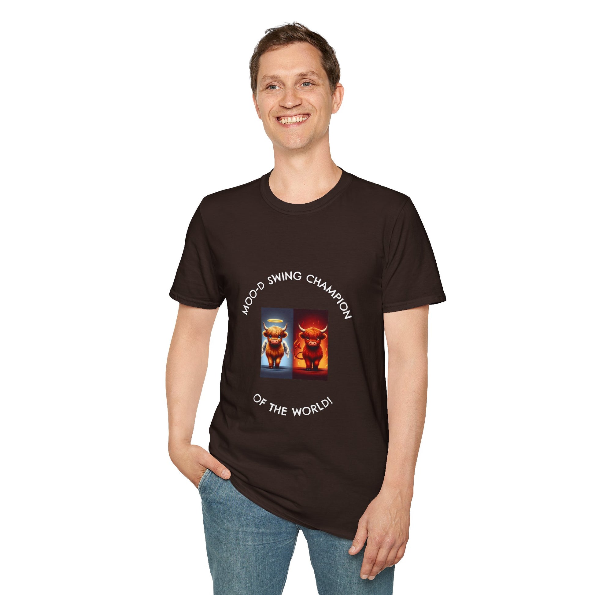 Highland Cow Mood Swings Tee - Holy Cow, Hell No, Fun Shirt, Cow Lover Gift,