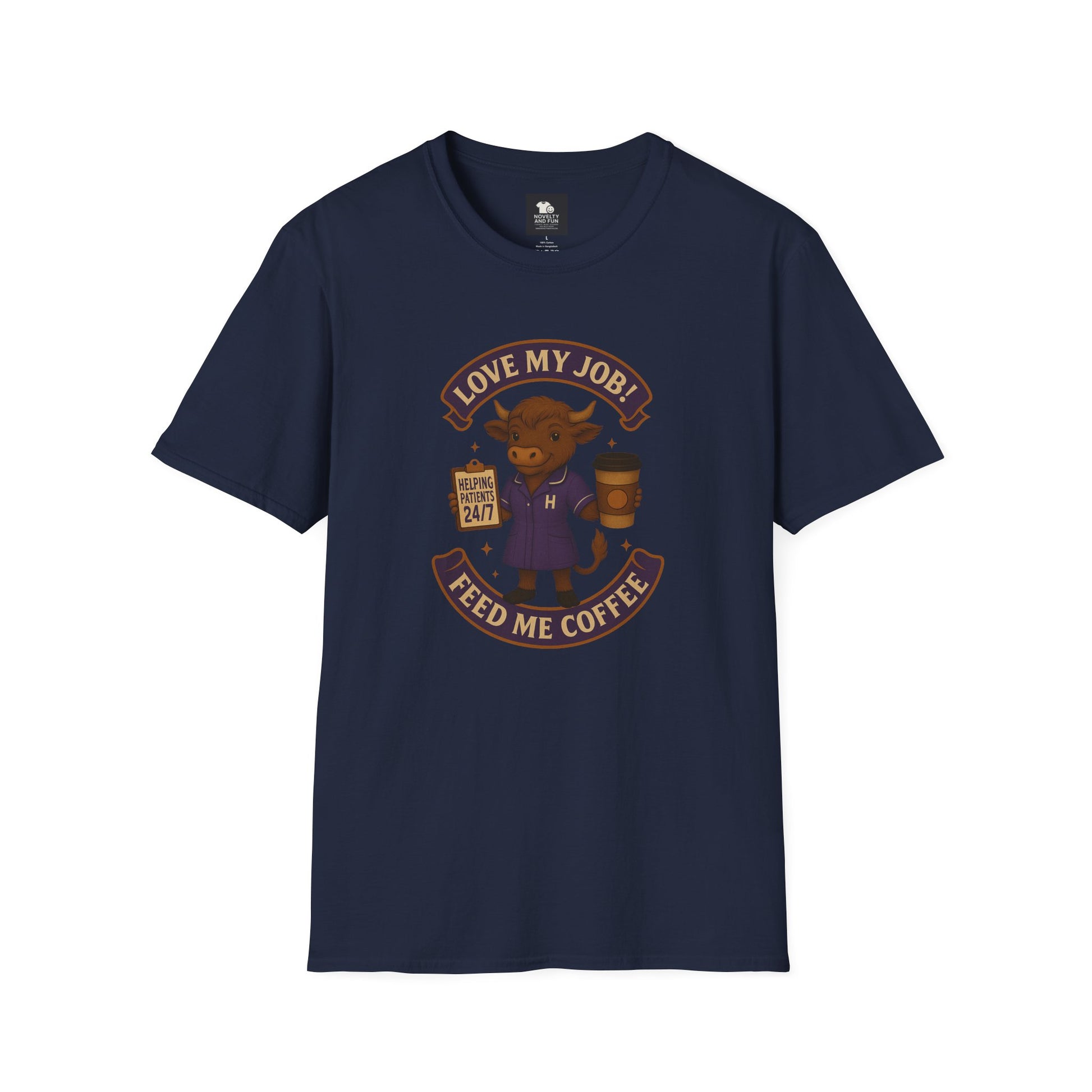 HCA Coffee Lover's Unisex T-Shirt, Funny Highland Cow Design