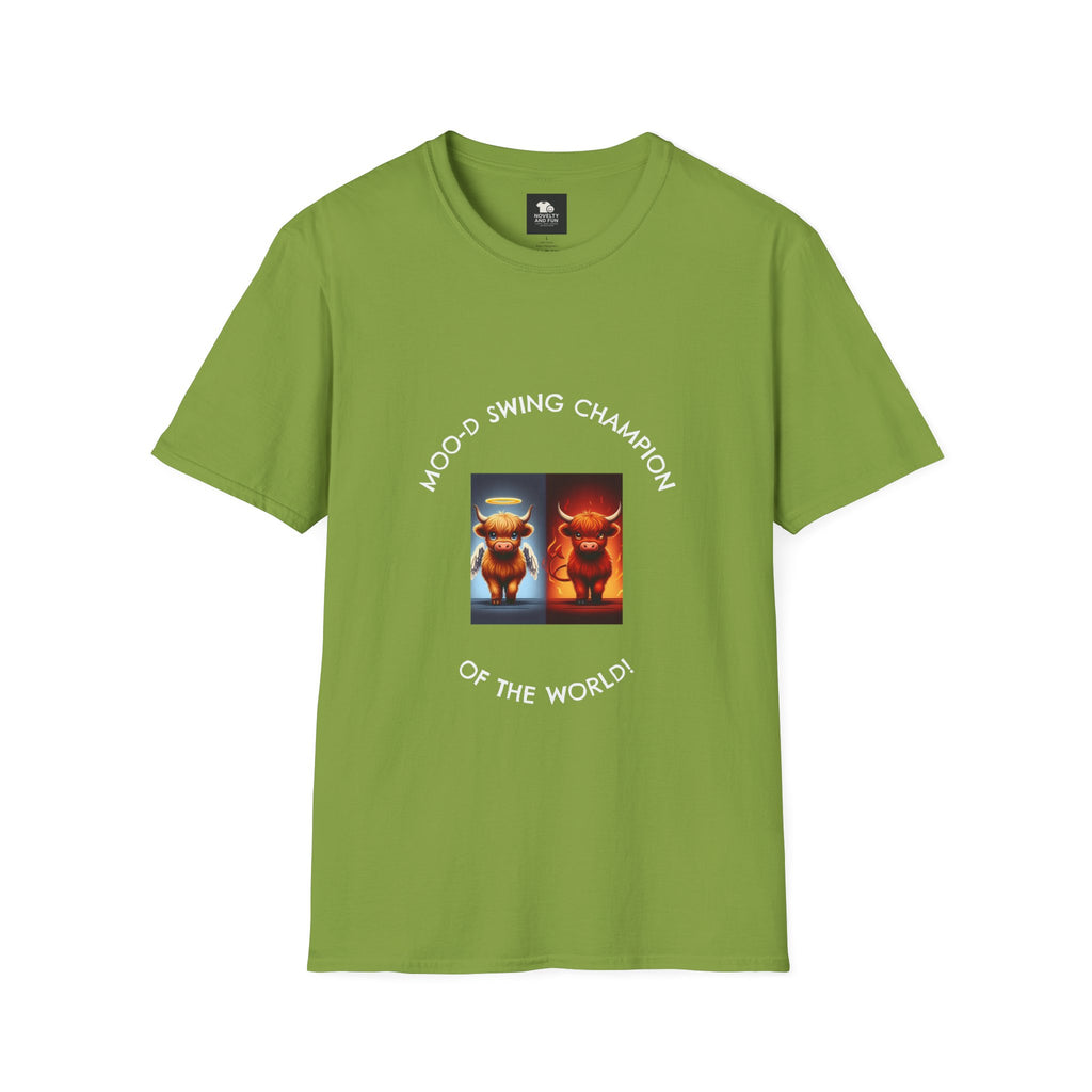 Highland Cow Mood Swings Tee - Holy Cow, Hell No, Fun Shirt, Cow Lover Gift,