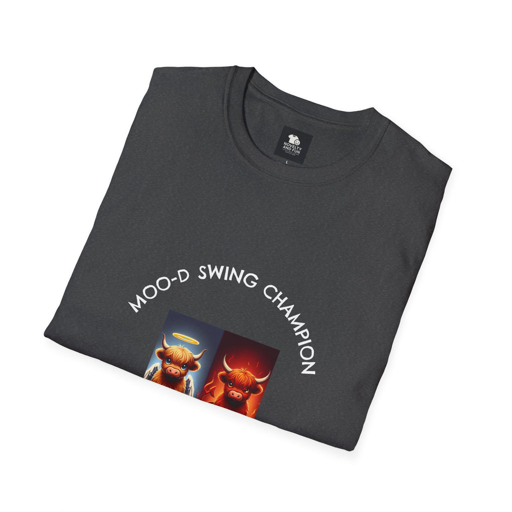 Highland Cow Mood Swings Tee - Holy Cow, Hell No, Fun Shirt, Cow Lover Gift,