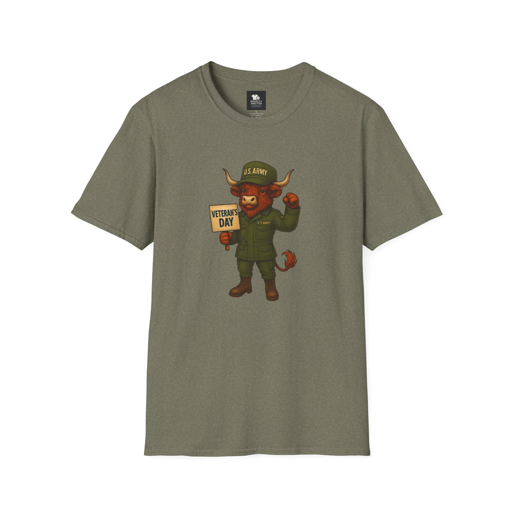 Veteran's Day Army Highland Cow T-Shirt
