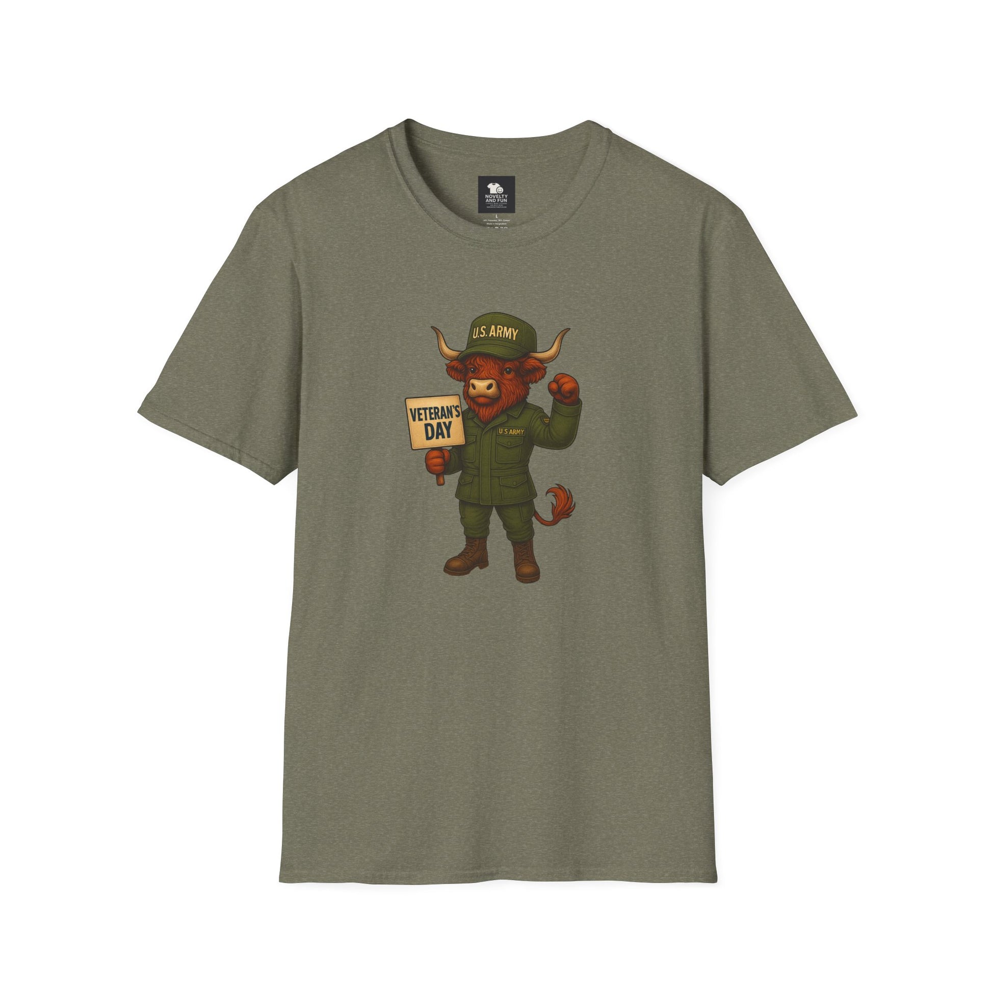 Veteran's Day Army Highland Cow T-Shirt