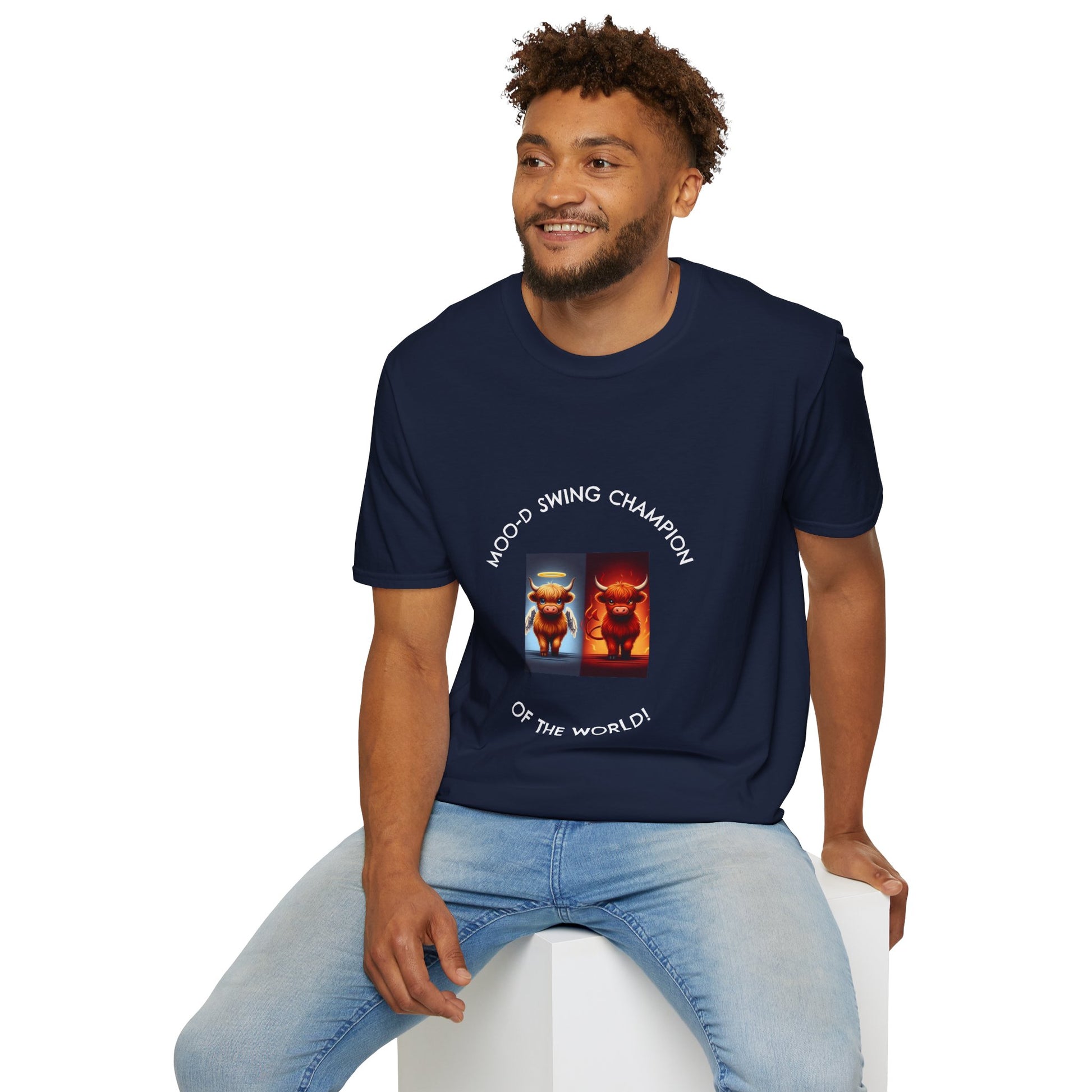 Highland Cow Mood Swings Tee - Holy Cow, Hell No, Fun Shirt, Cow Lover Gift,