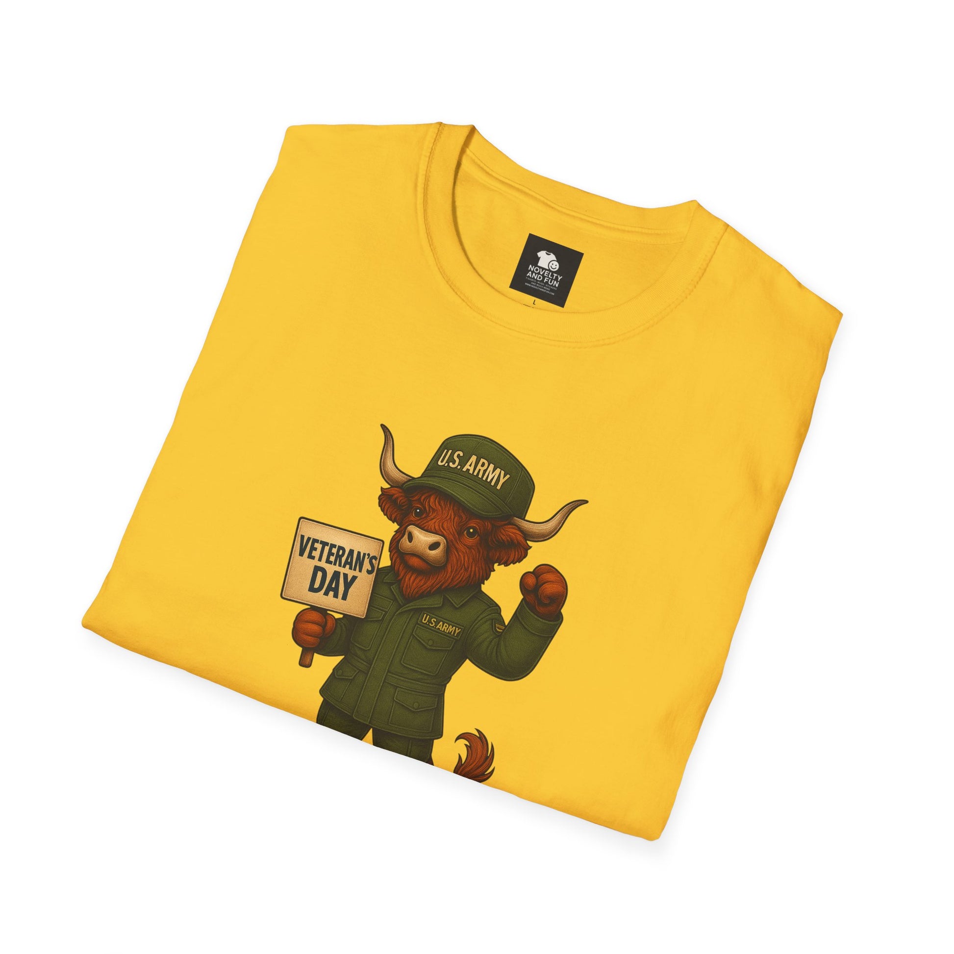 Veteran's Day Army Highland Cow T-Shirt