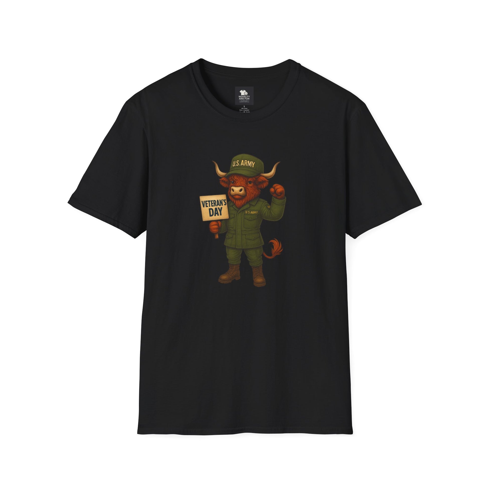 Veteran's Day Army Highland Cow T-Shirt