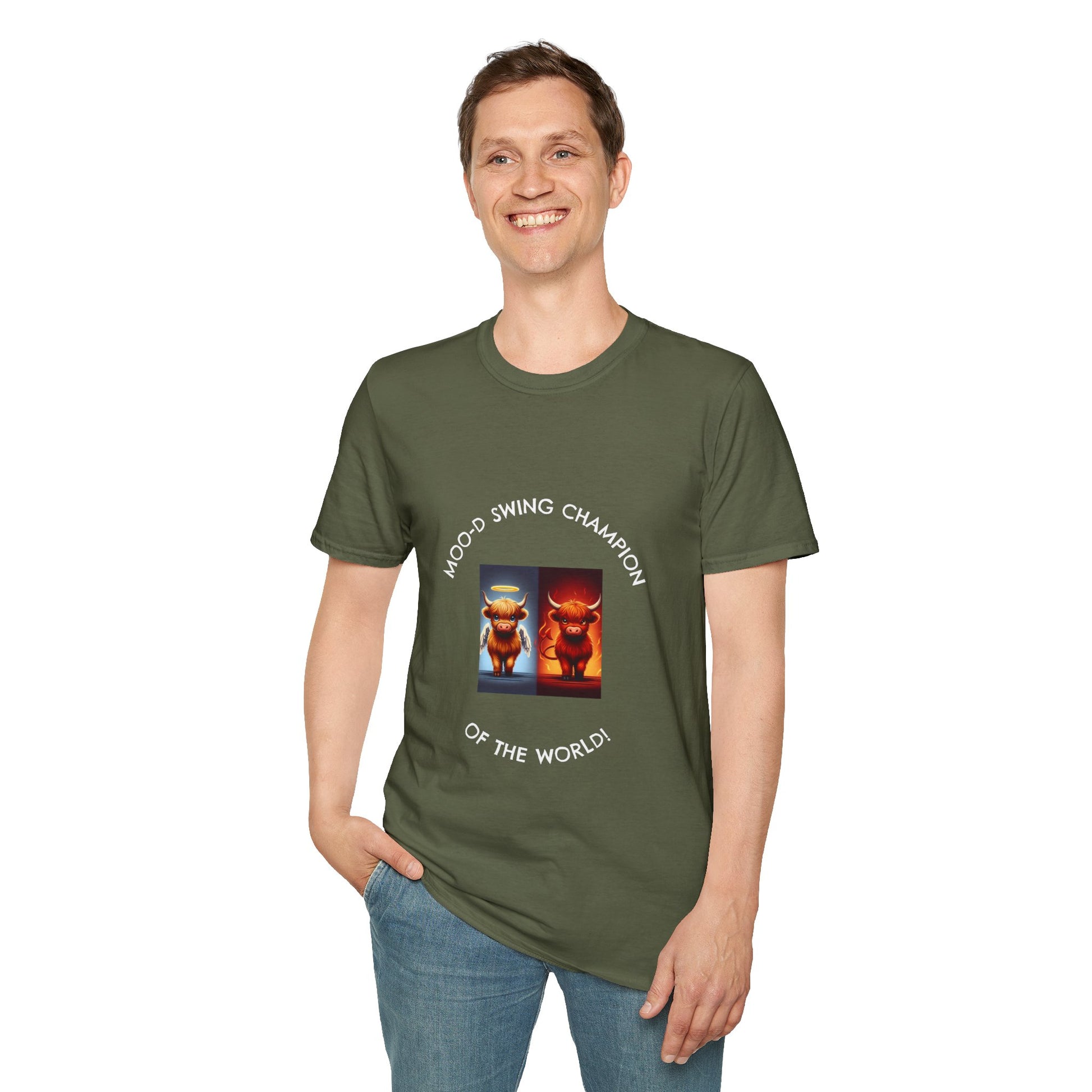 Highland Cow Mood Swings Tee - Holy Cow, Hell No, Fun Shirt, Cow Lover Gift,