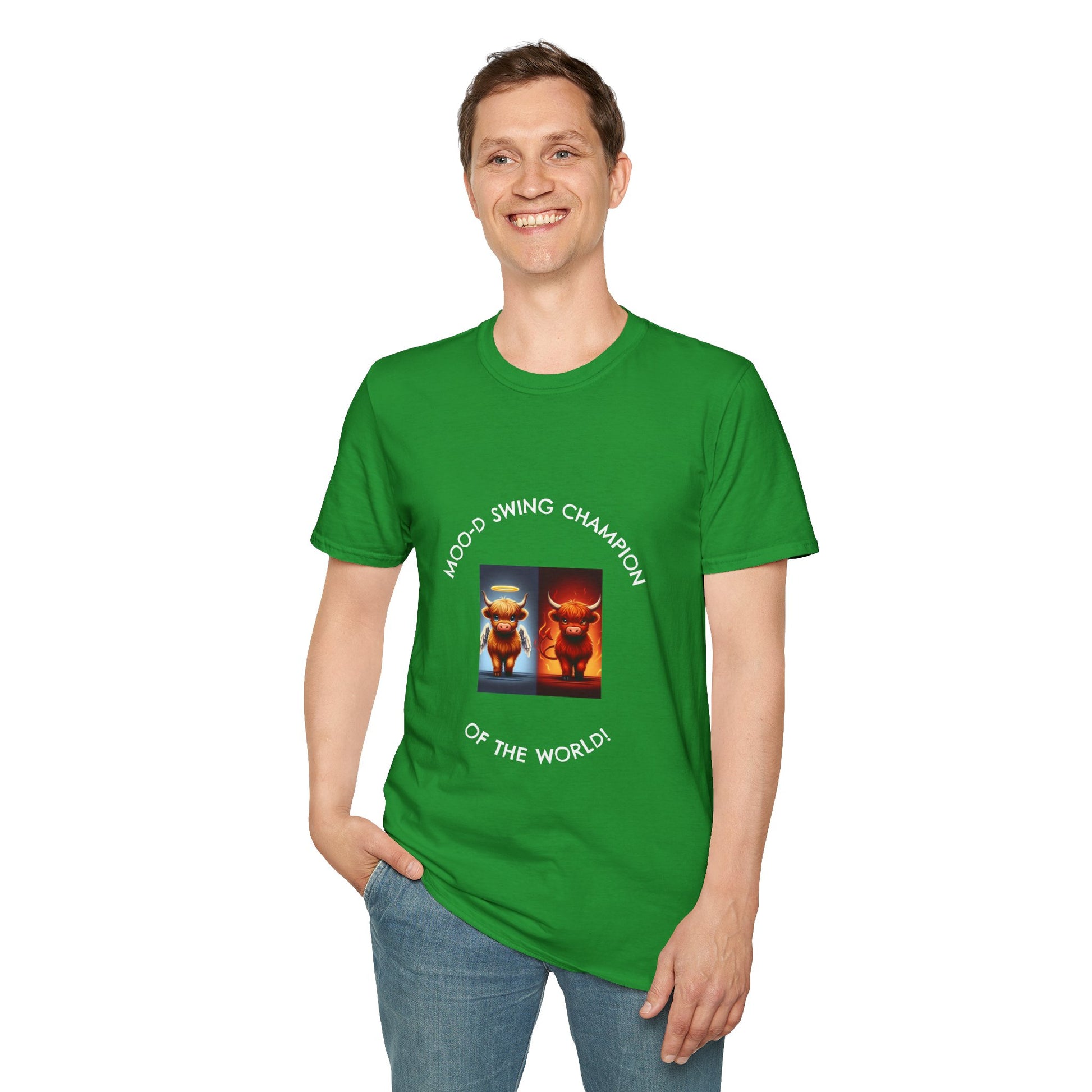 Highland Cow Mood Swings Tee - Holy Cow, Hell No, Fun Shirt, Cow Lover Gift,