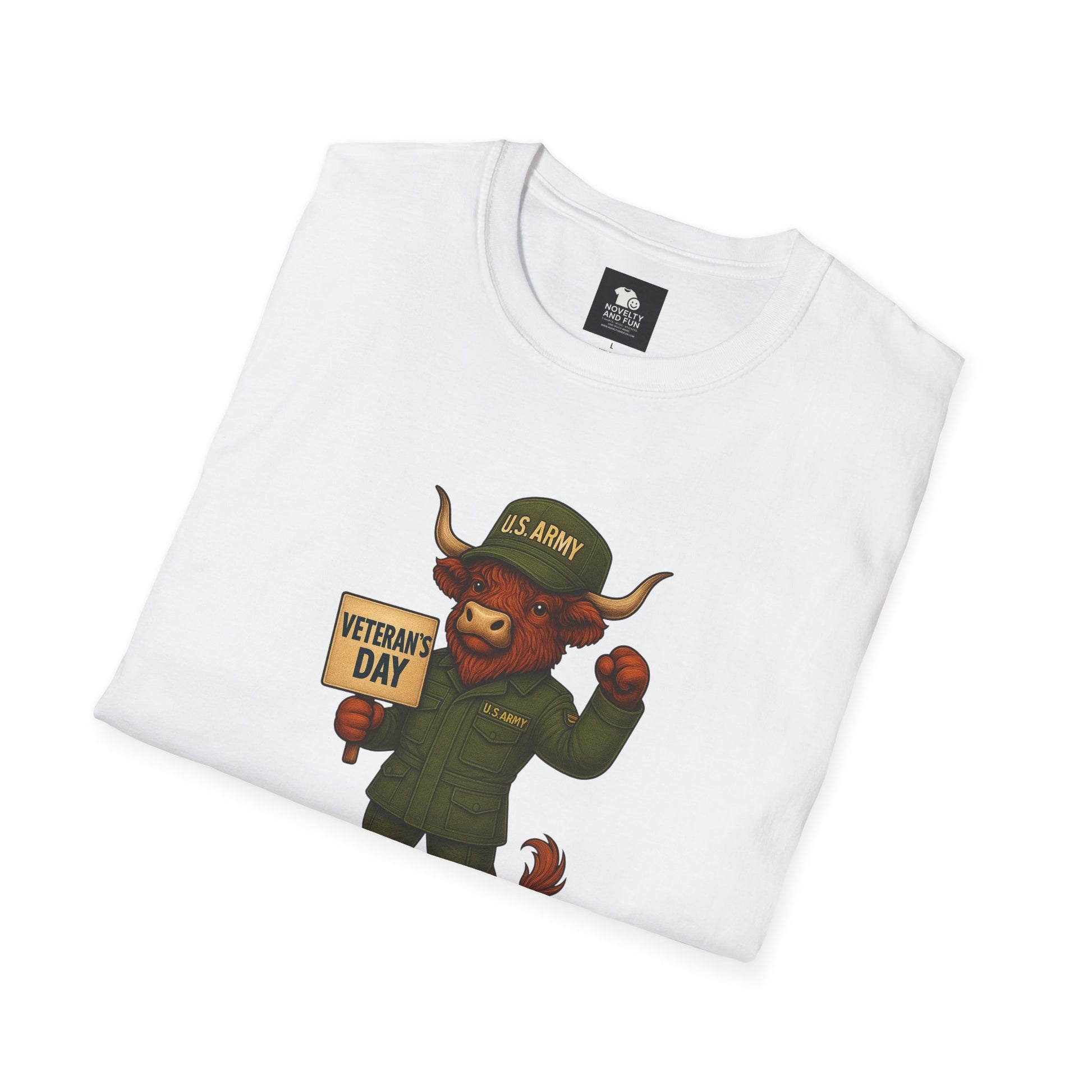 Veteran's Day Army Highland Cow T-Shirt