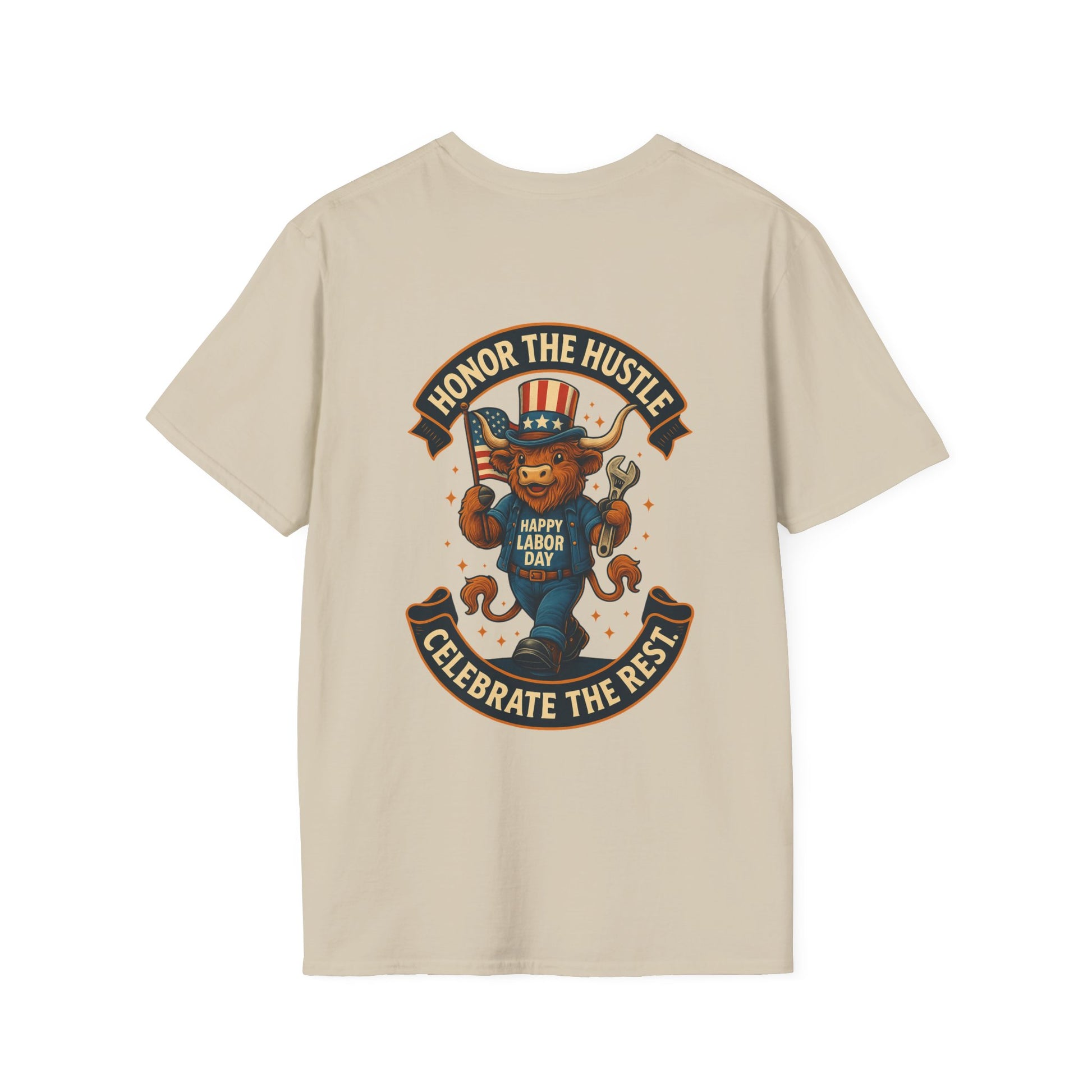 Celebrate Labor Day with Our Happy Highland Cow T-Shirt Front and Back!