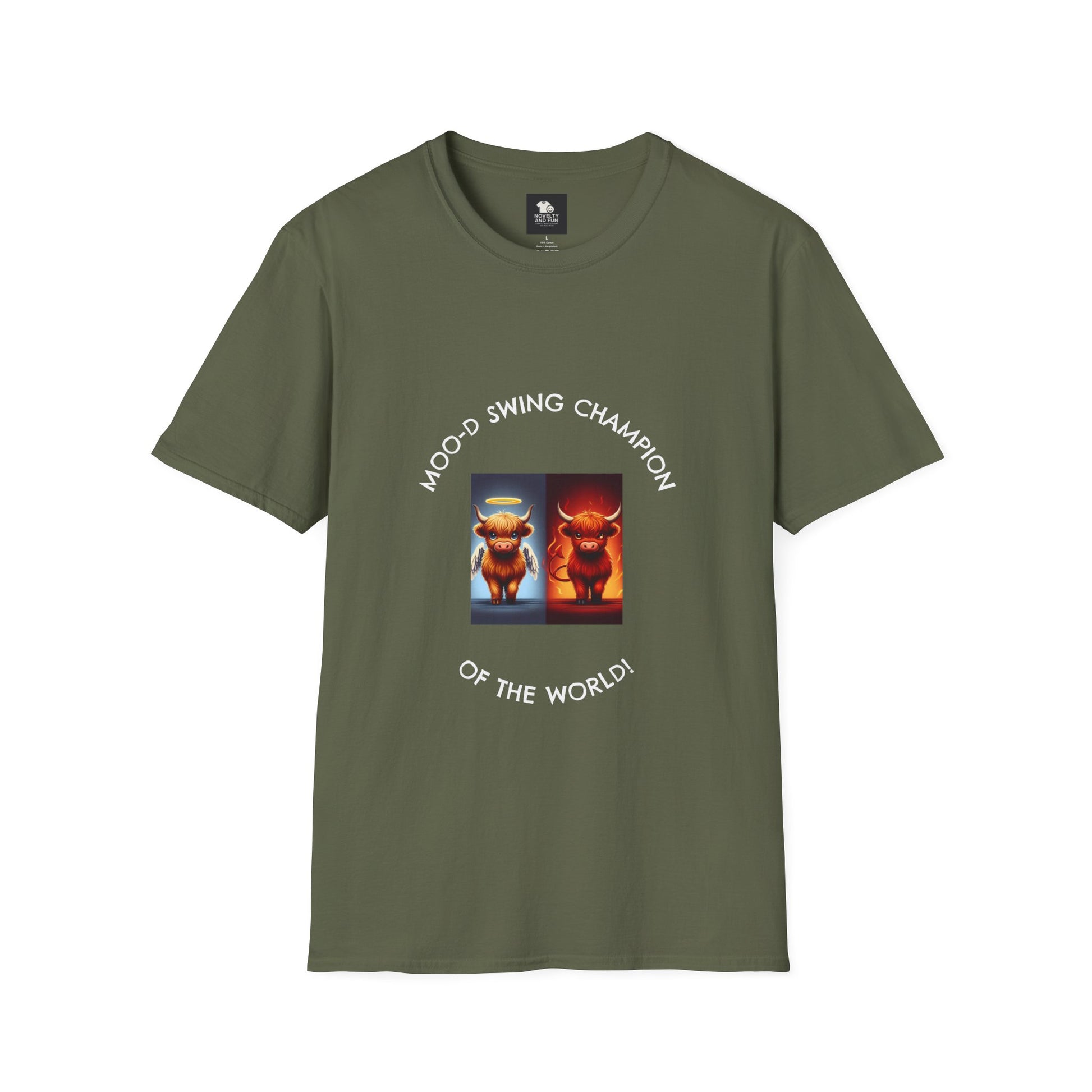 Highland Cow Mood Swings Tee - Holy Cow, Hell No, Fun Shirt, Cow Lover Gift,
