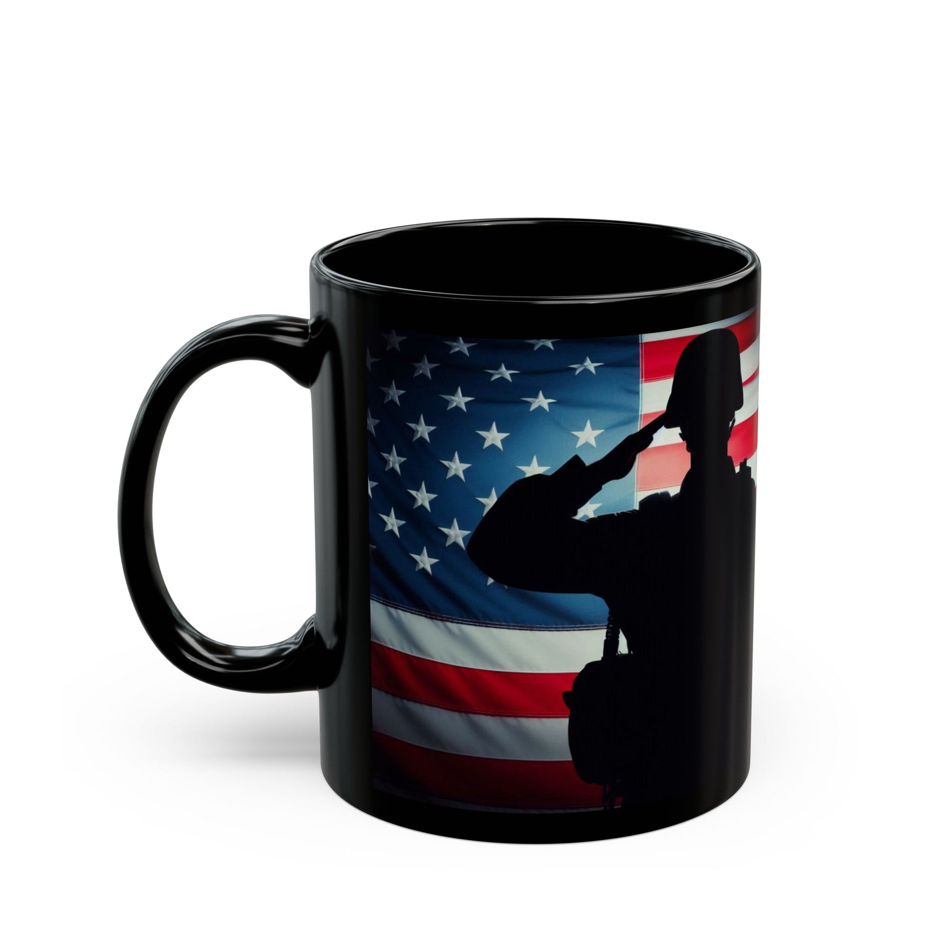 Salute to Service Black Mug - Veteran, Military Tribute, Coffee Lover Gift