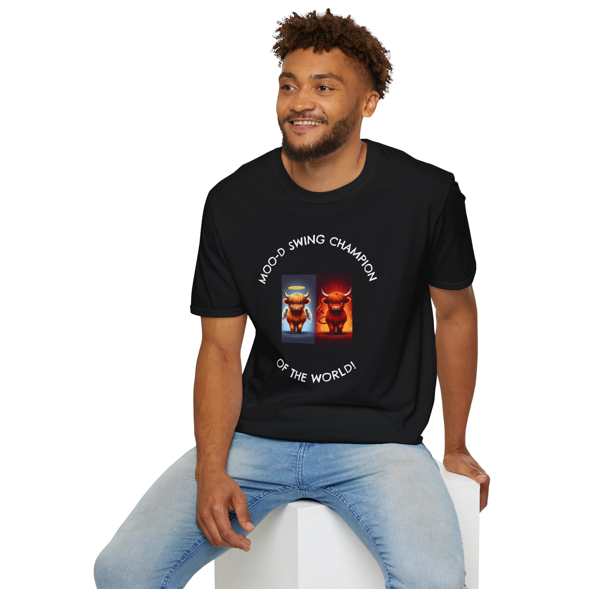 Highland Cow Mood Swings Tee - Holy Cow, Hell No, Fun Shirt, Cow Lover Gift,
