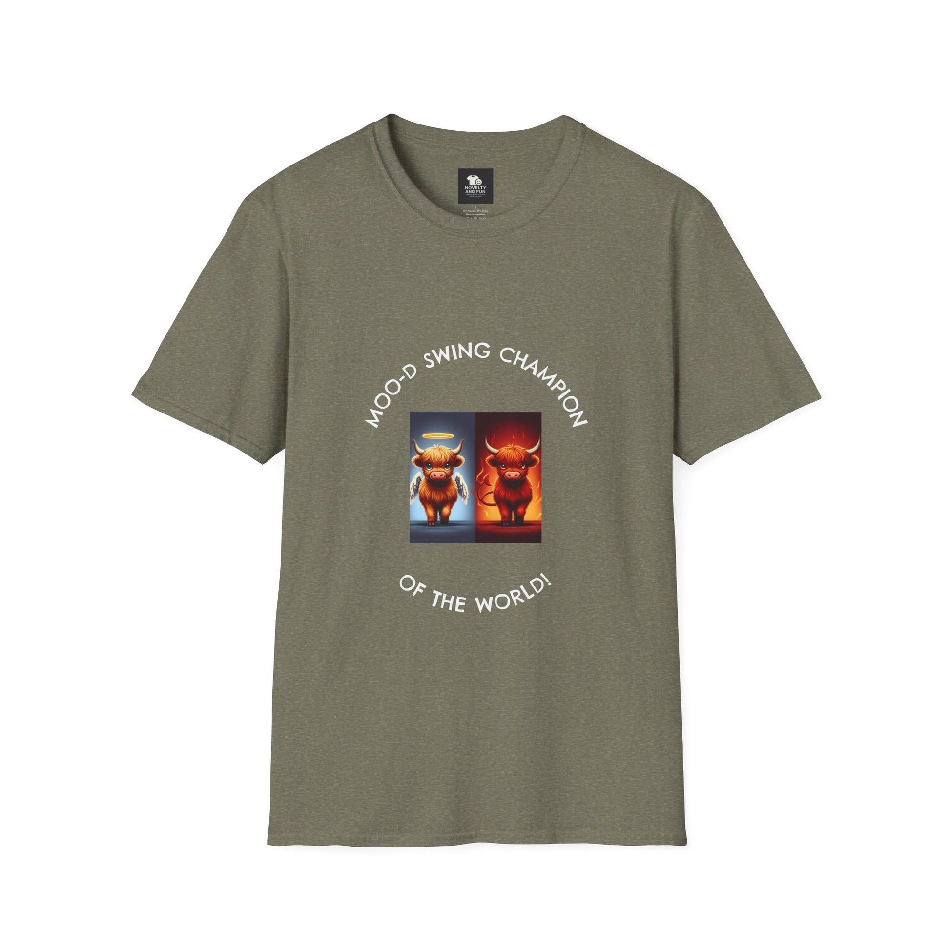 Highland Cow Mood Swings Tee - Holy Cow, Hell No, Fun Shirt, Cow Lover Gift,