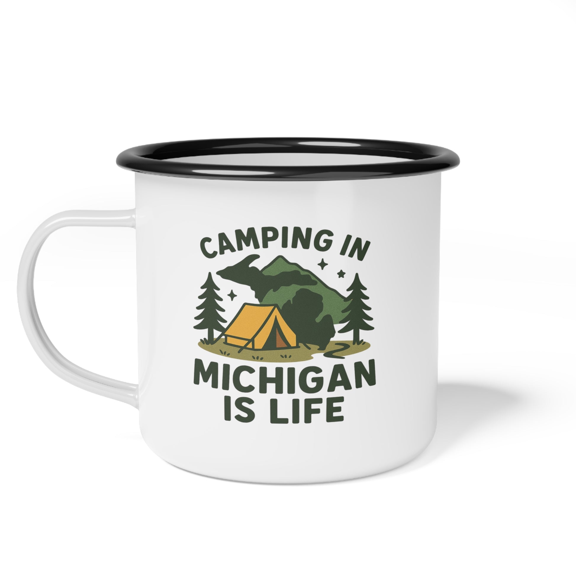 Camping Enamel Camp Cup - Adventure Lover's Mug, Outdoor Gifts, Michigan Campfire Decor, Unique Camping Accessories