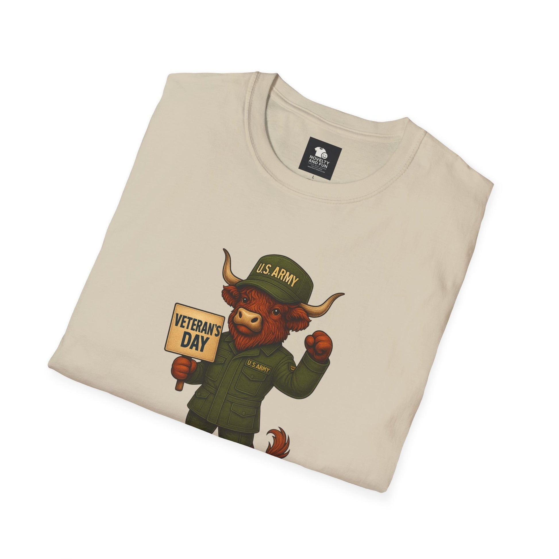 Veteran's Day Army Highland Cow T-Shirt