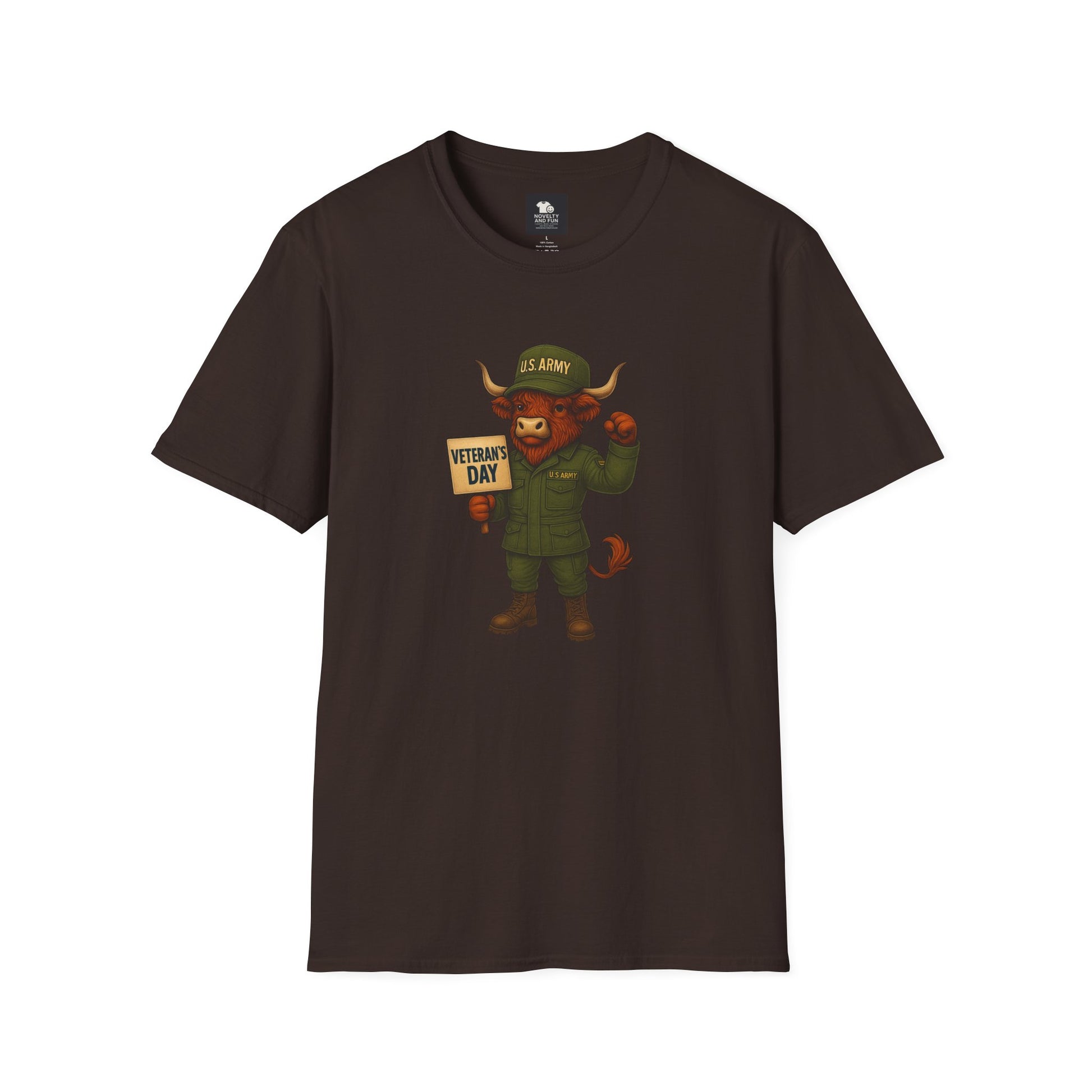 Veteran's Day Army Highland Cow T-Shirt