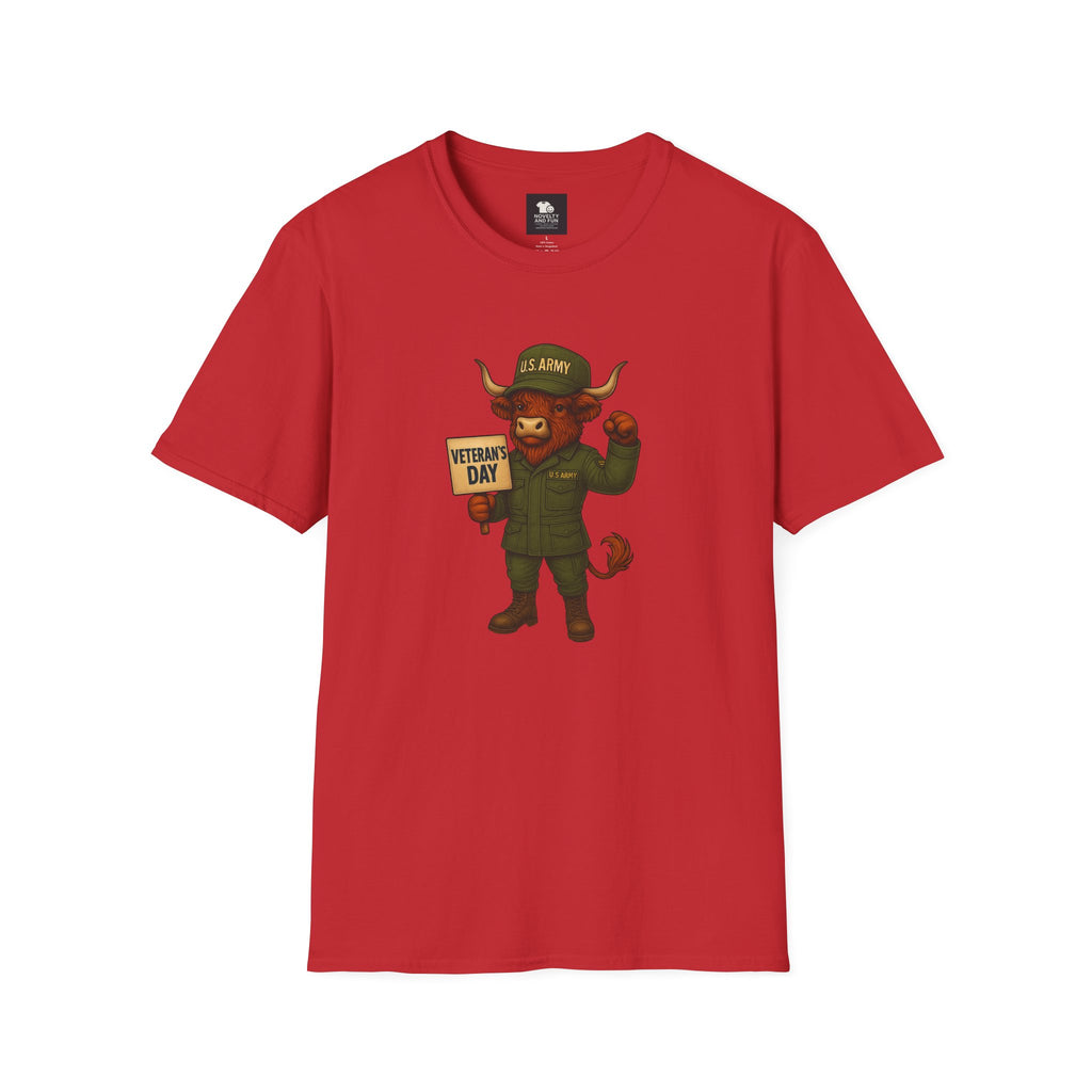 Veteran's Day Army Highland Cow T-Shirt
