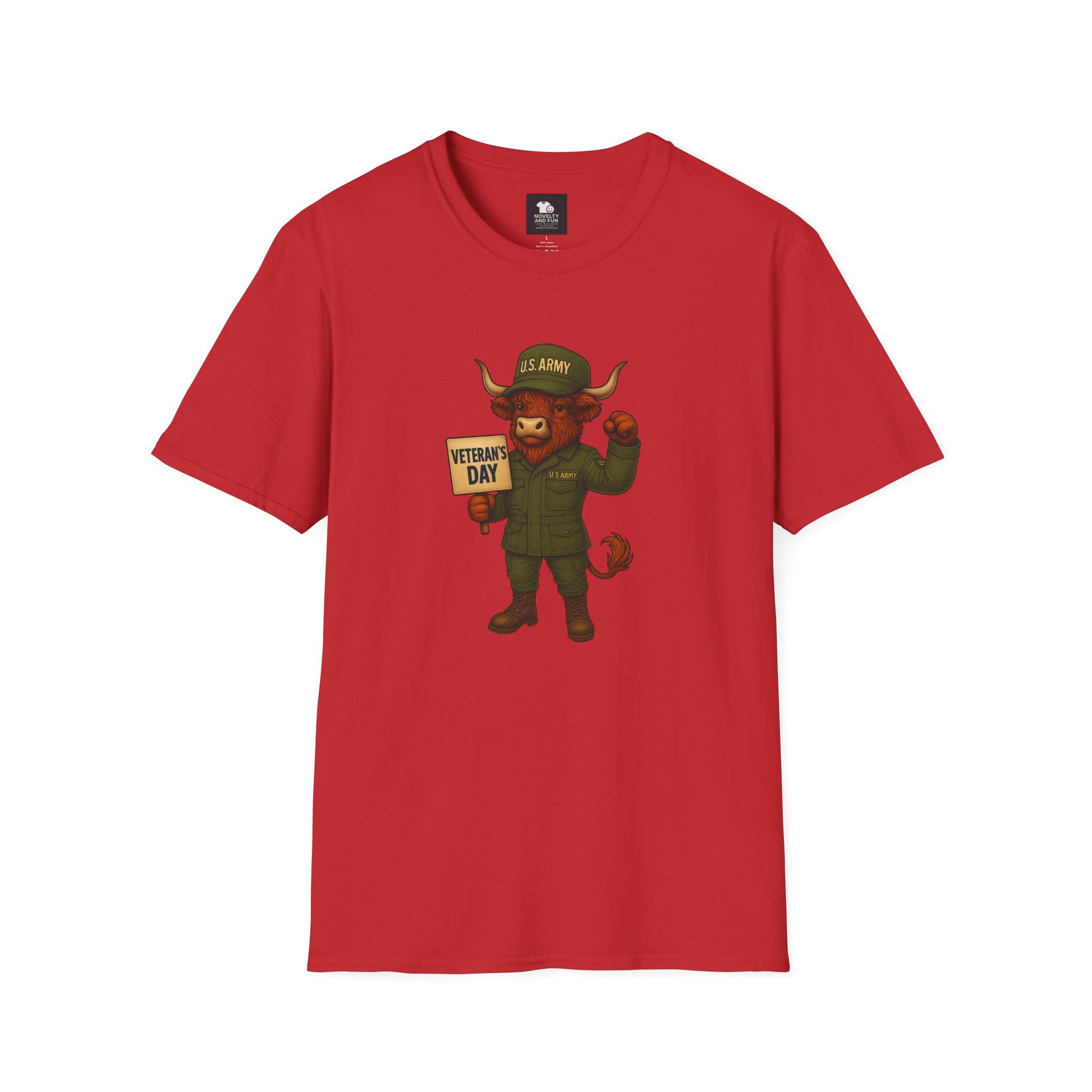 Veteran's Day Army Highland Cow T-Shirt