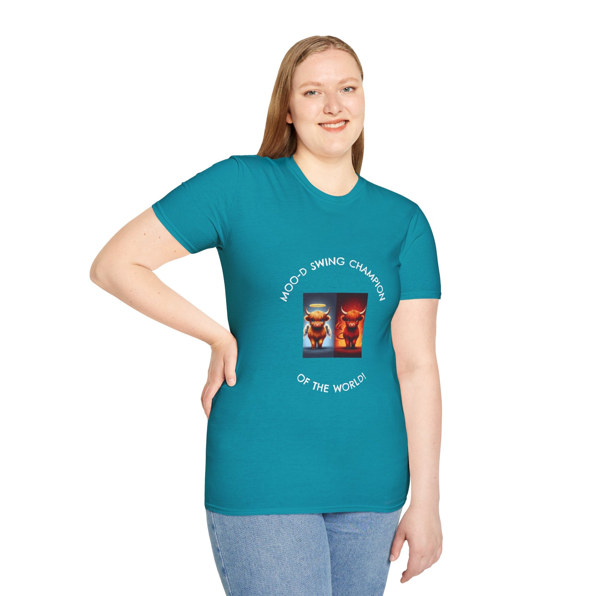 Highland Cow Mood Swings Tee - Holy Cow, Hell No, Fun Shirt, Cow Lover Gift,