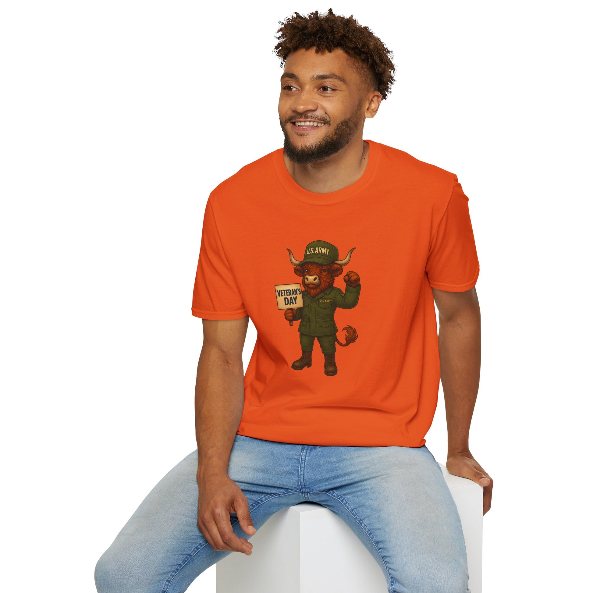 Veteran's Day Army Highland Cow T-Shirt