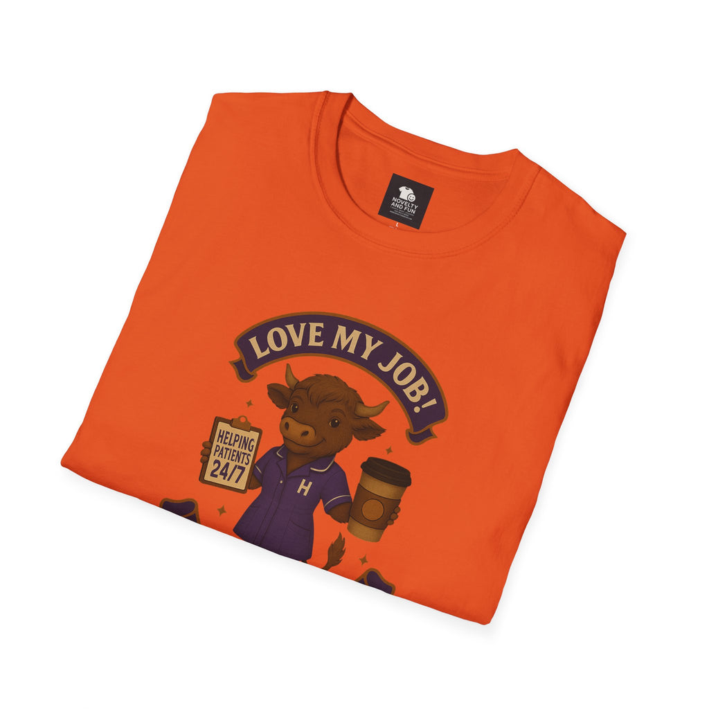 HCA Coffee Lover's Unisex T-Shirt, Funny Highland Cow Design