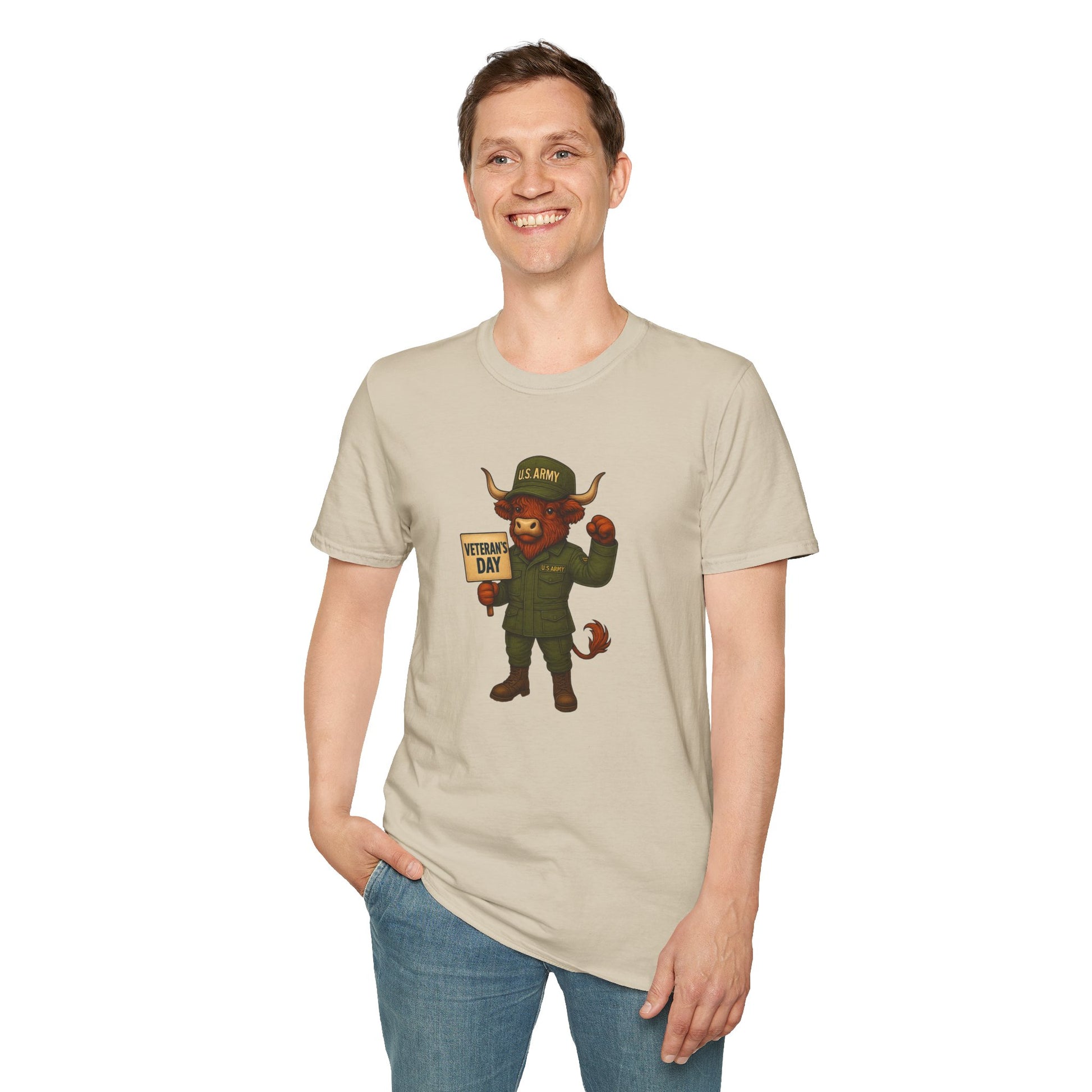 Veteran's Day Army Highland Cow T-Shirt