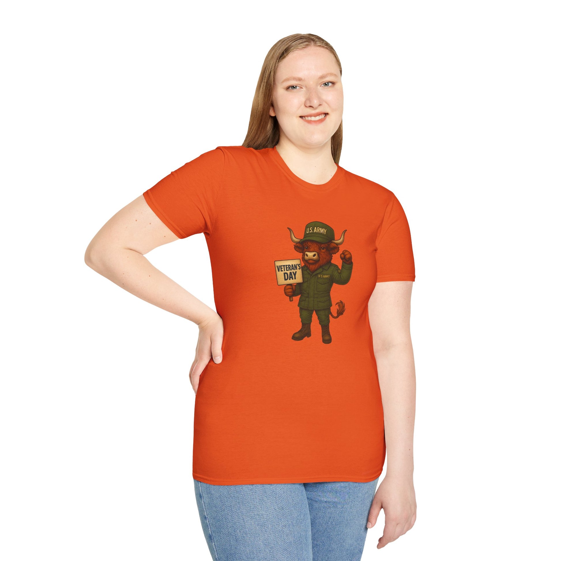 Veteran's Day Army Highland Cow T-Shirt