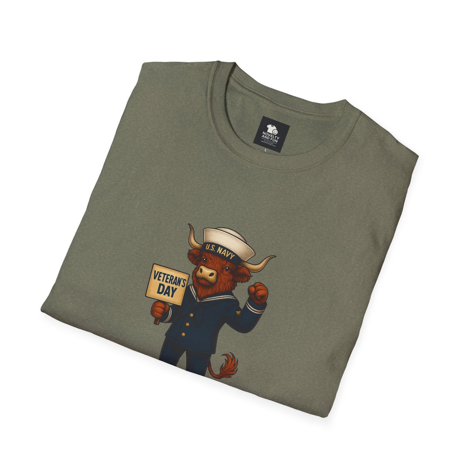 Veteran's Day Navy Highland Cow T-Shirt