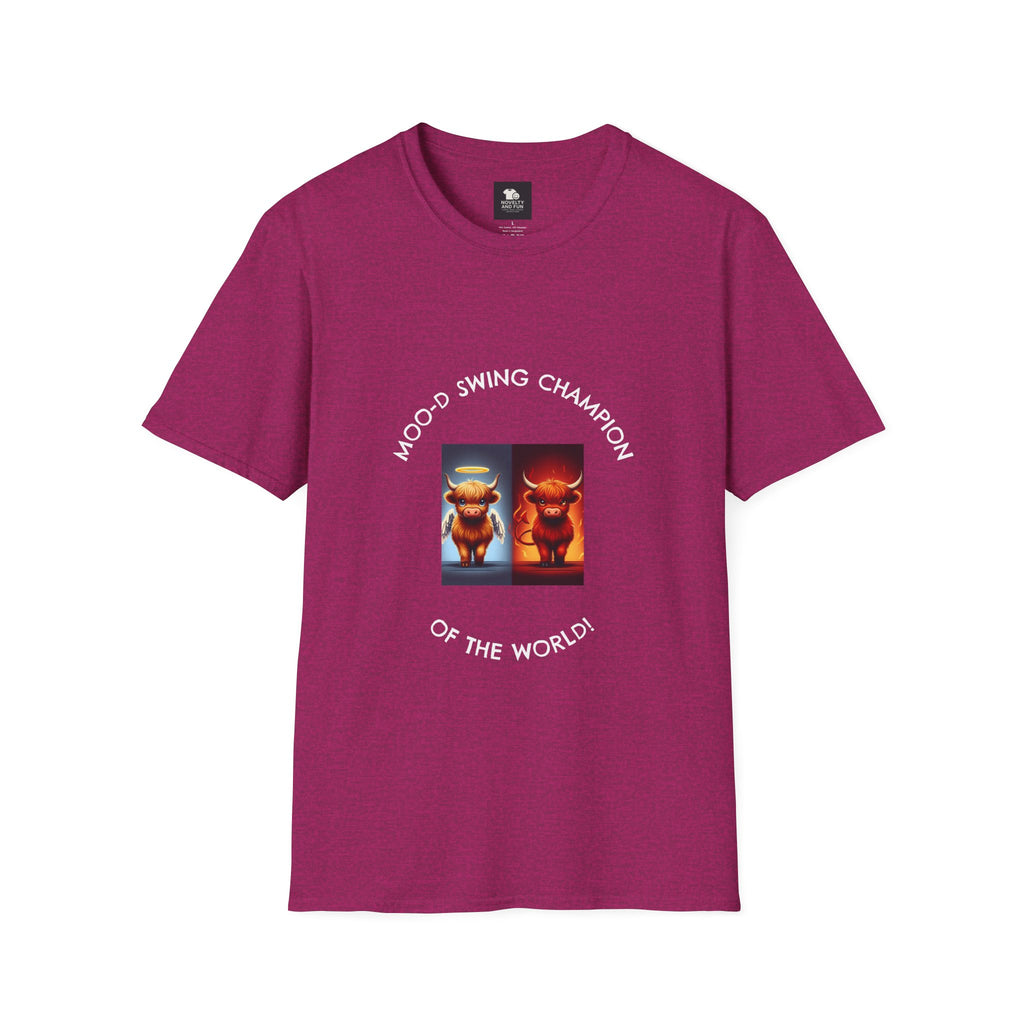 Highland Cow Mood Swings Tee - Holy Cow, Hell No, Fun Shirt, Cow Lover Gift,