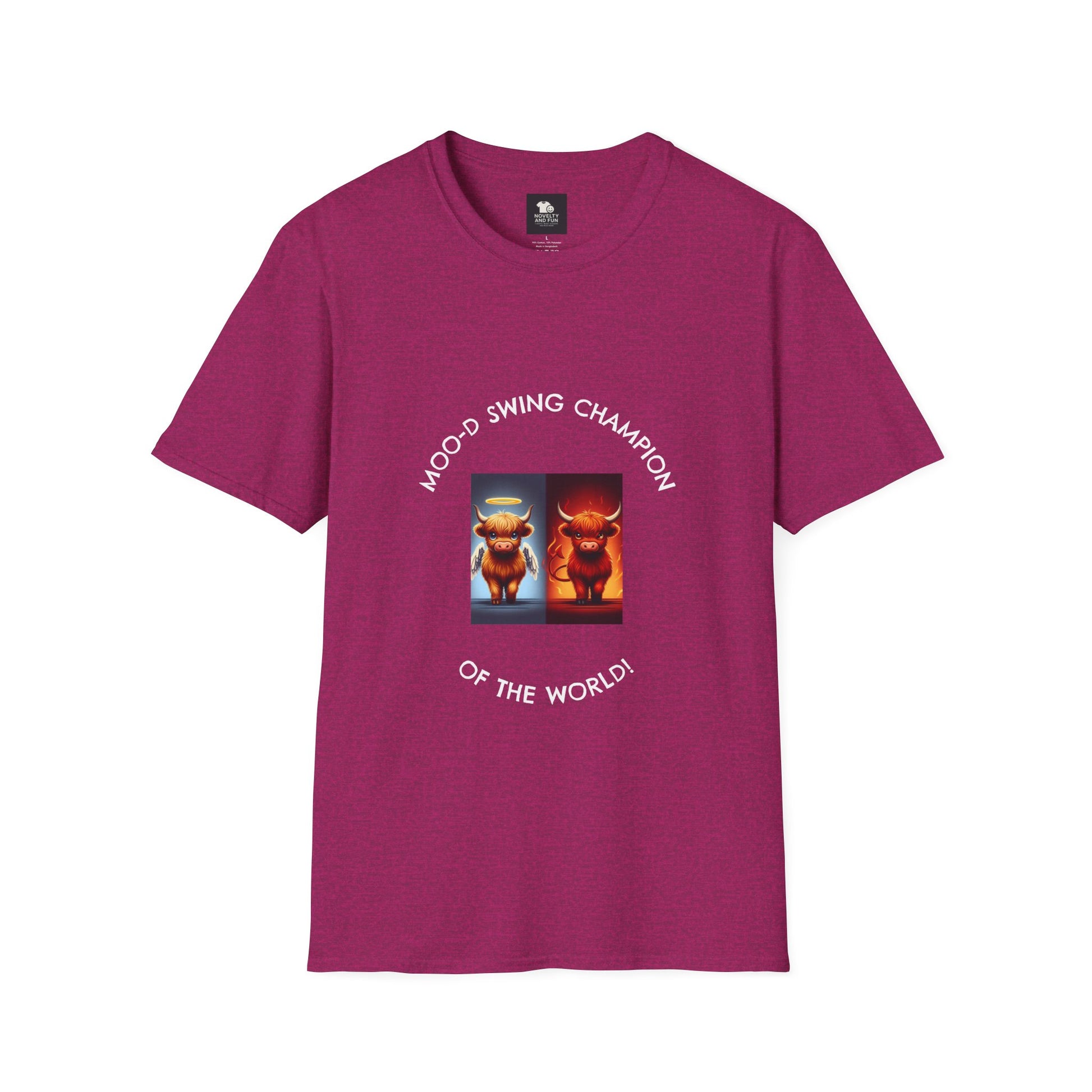 Highland Cow Mood Swings Tee - Holy Cow, Hell No, Fun Shirt, Cow Lover Gift,