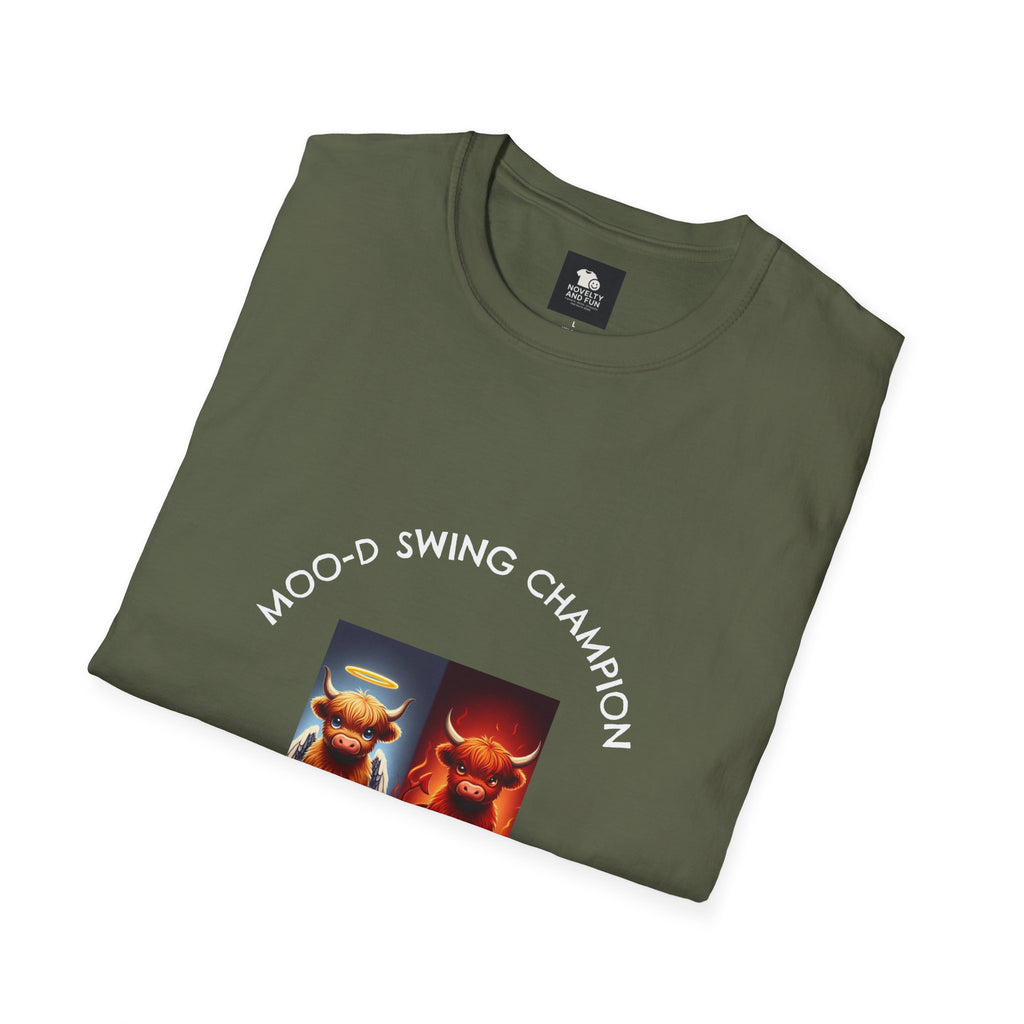Highland Cow Mood Swings Tee - Holy Cow, Hell No, Fun Shirt, Cow Lover Gift,