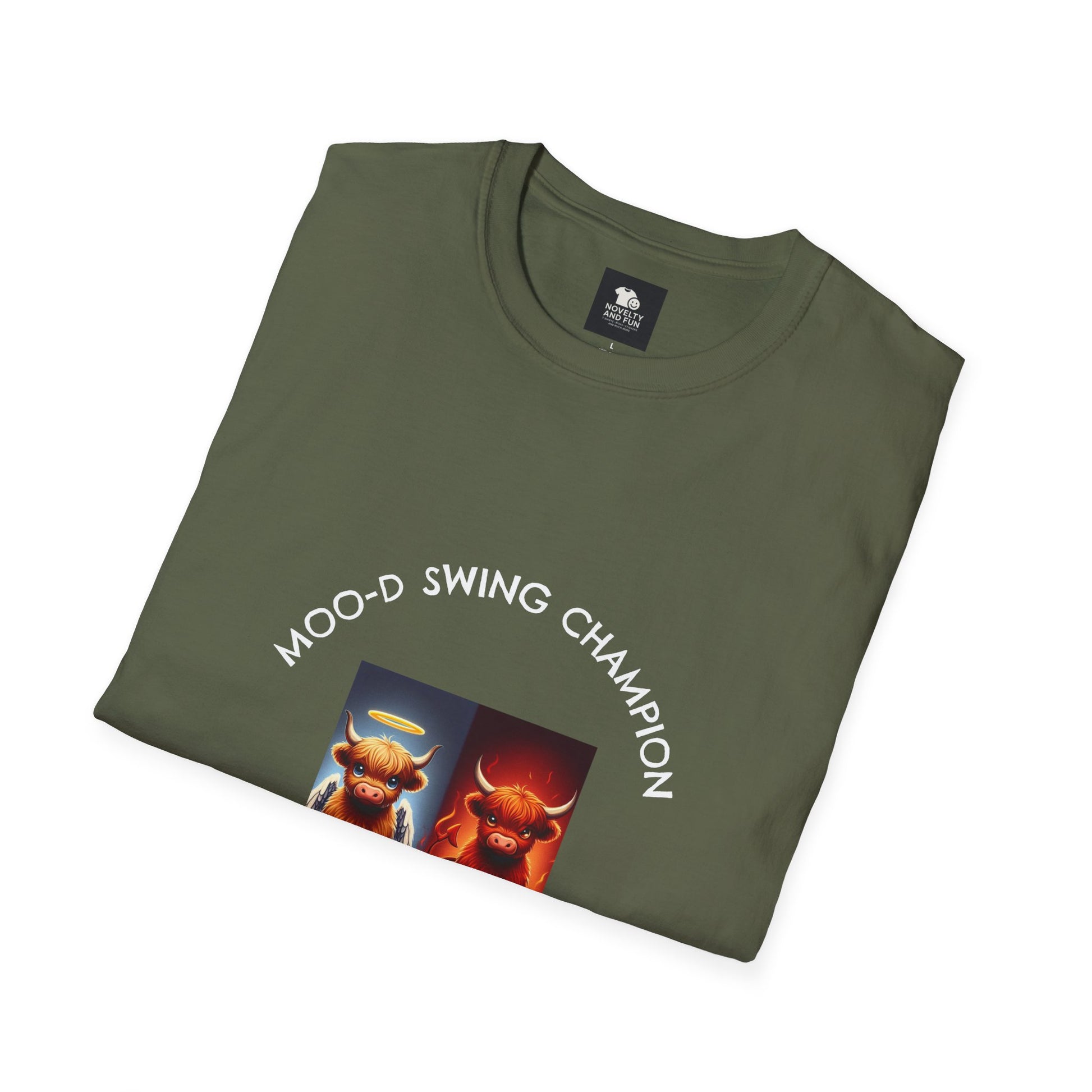 Highland Cow Mood Swings Tee - Holy Cow, Hell No, Fun Shirt, Cow Lover Gift,
