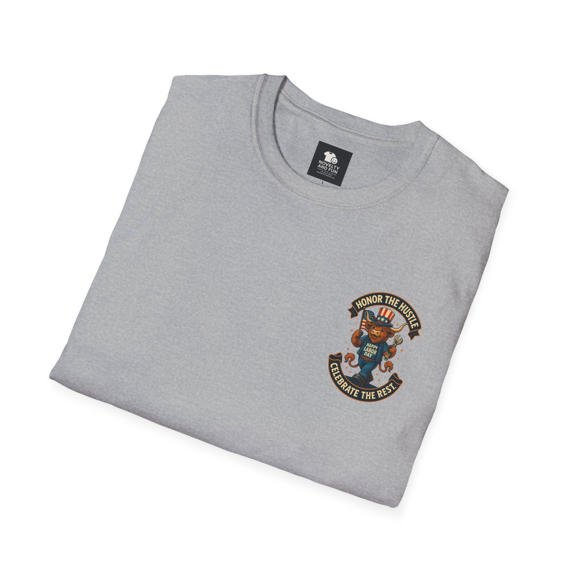 Celebrate Labor Day with Our Happy Highland Cow T-Shirt Front and Back!