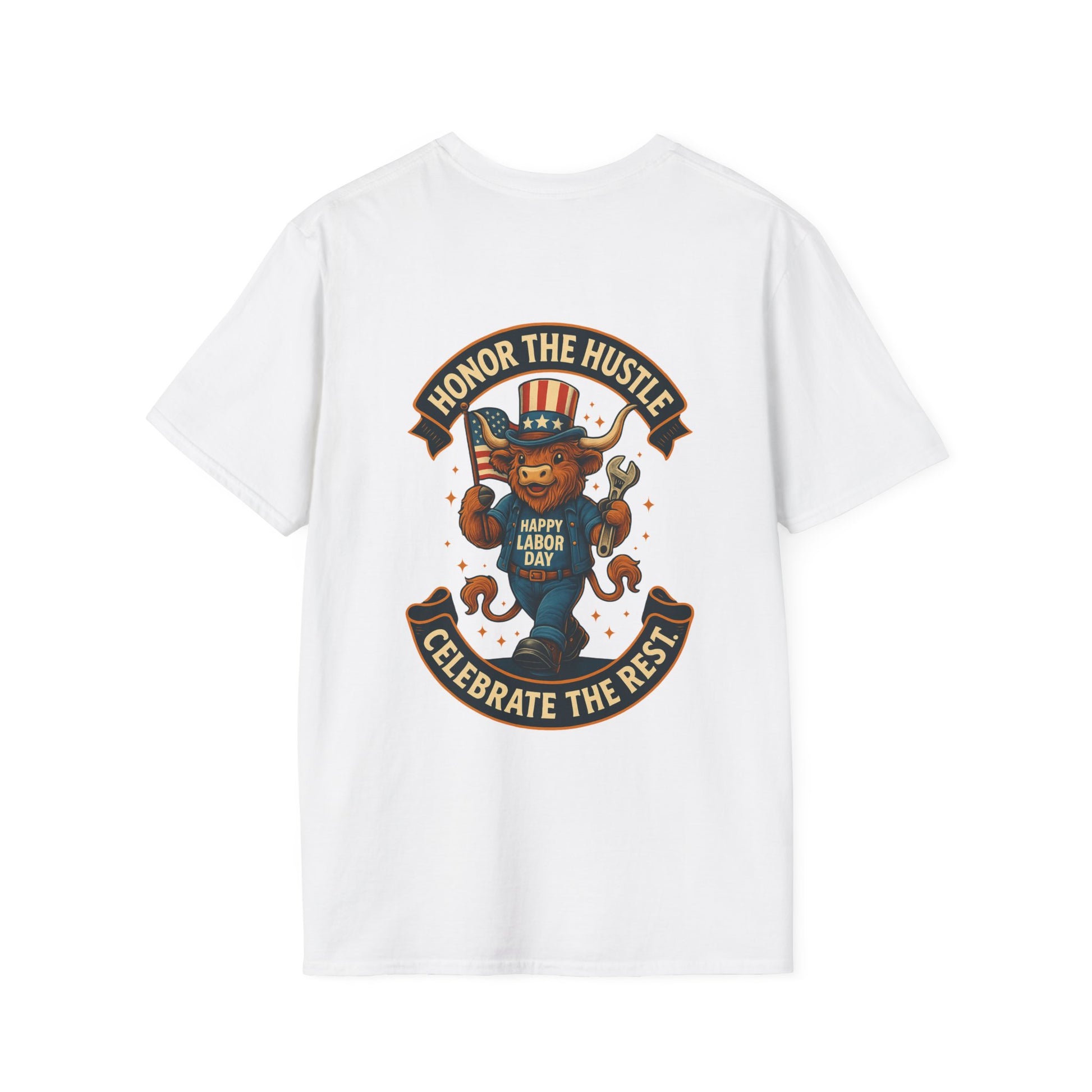 Celebrate Labor Day with Our Happy Highland Cow T-Shirt Front and Back!