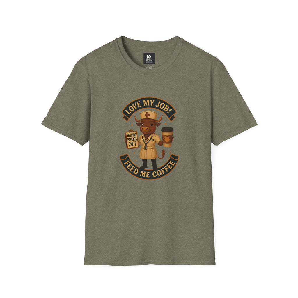 Funny HCA Highland Cow Coffee Lover Softstyle T-Shirt