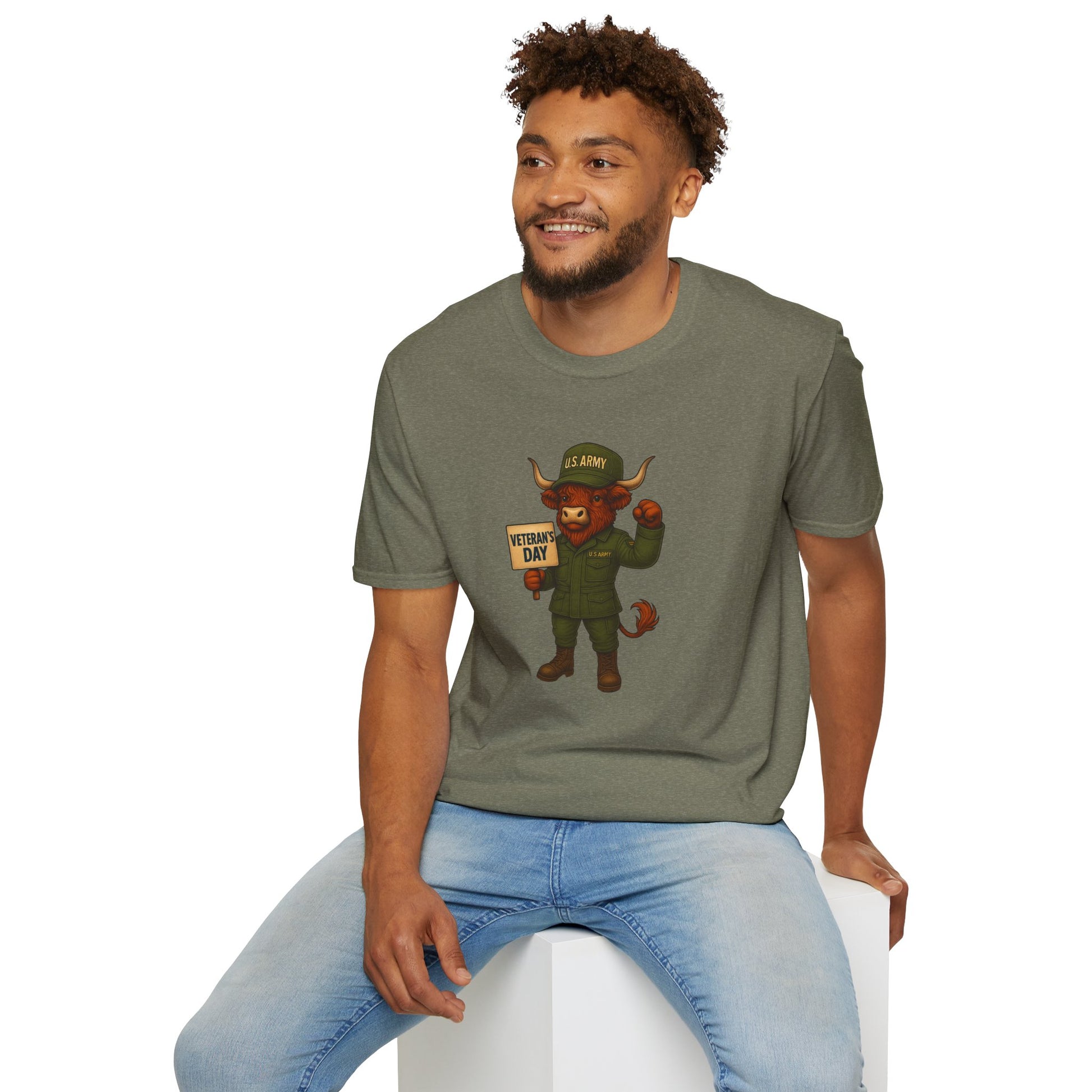 Veteran's Day Army Highland Cow T-Shirt
