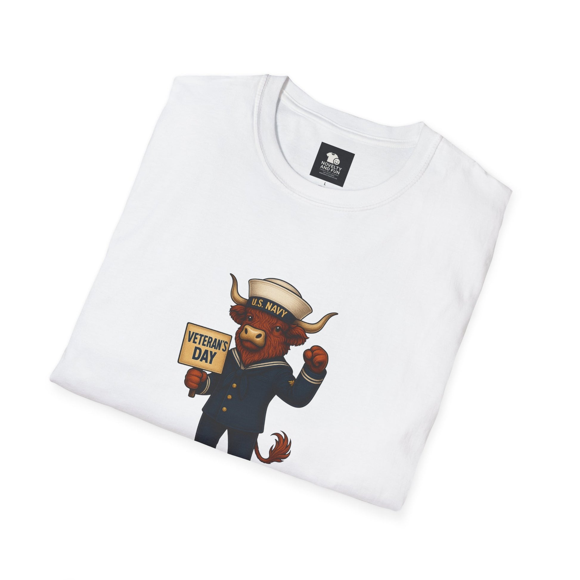 Veteran's Day Navy Highland Cow T-Shirt