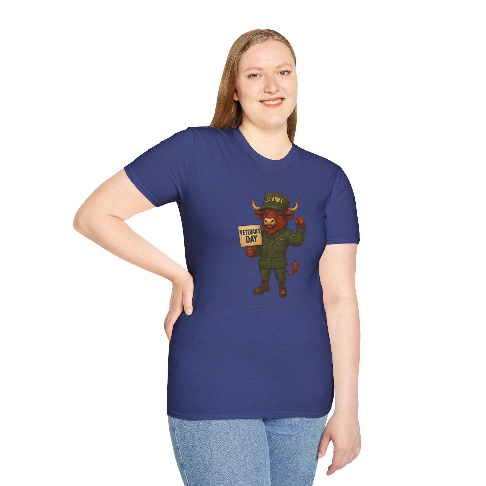 Veteran's Day Army Highland Cow T-Shirt