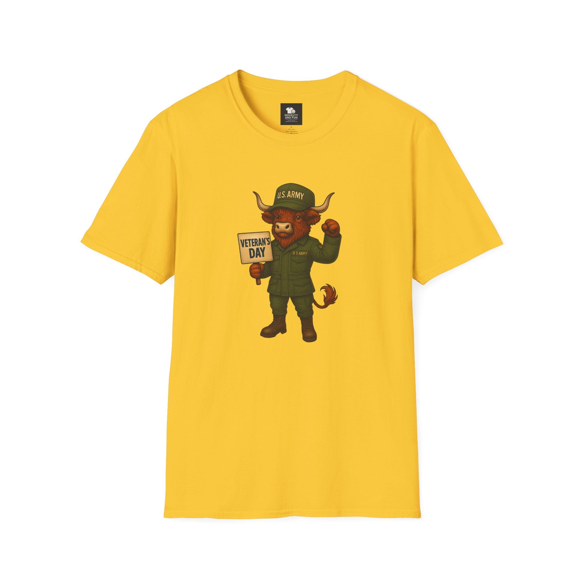 Veteran's Day Army Highland Cow T-Shirt