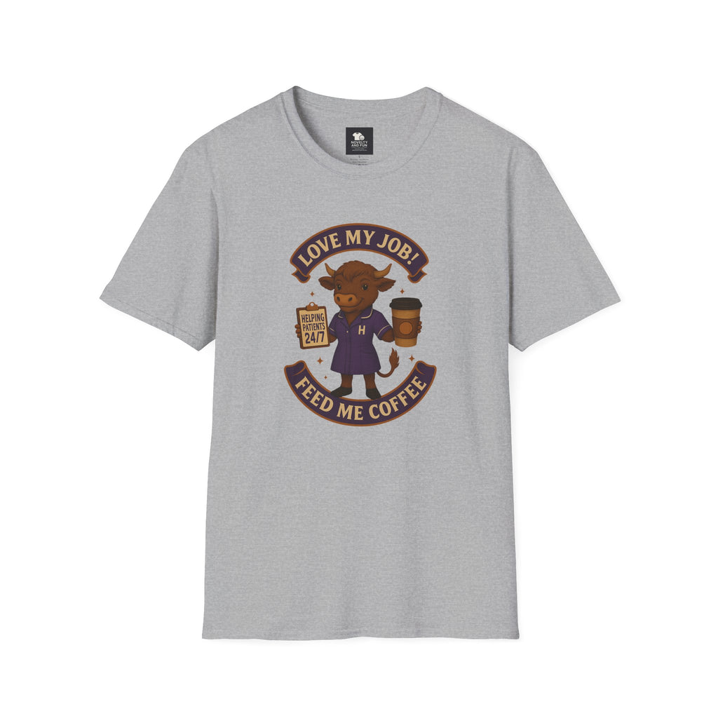 HCA Coffee Lover's Unisex T-Shirt, Funny Highland Cow Design