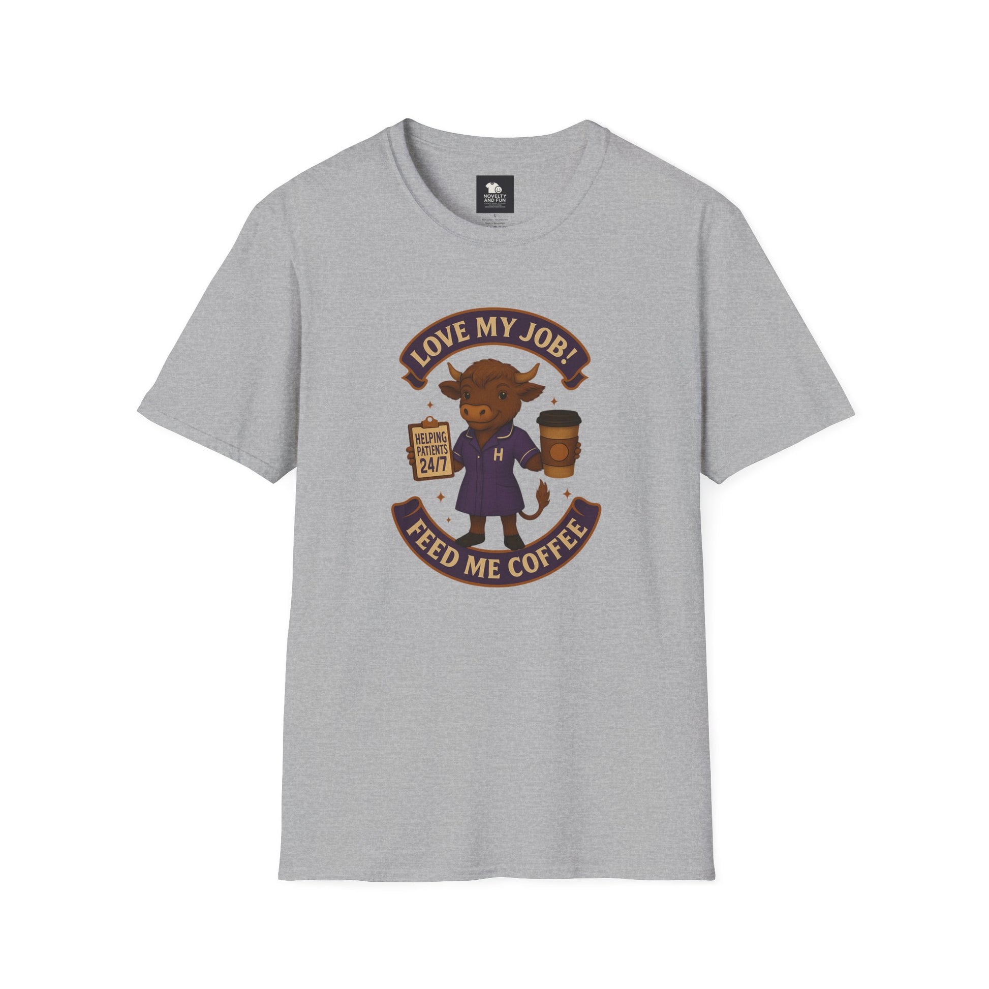 HCA Coffee Lover's Unisex T-Shirt, Funny Highland Cow Design