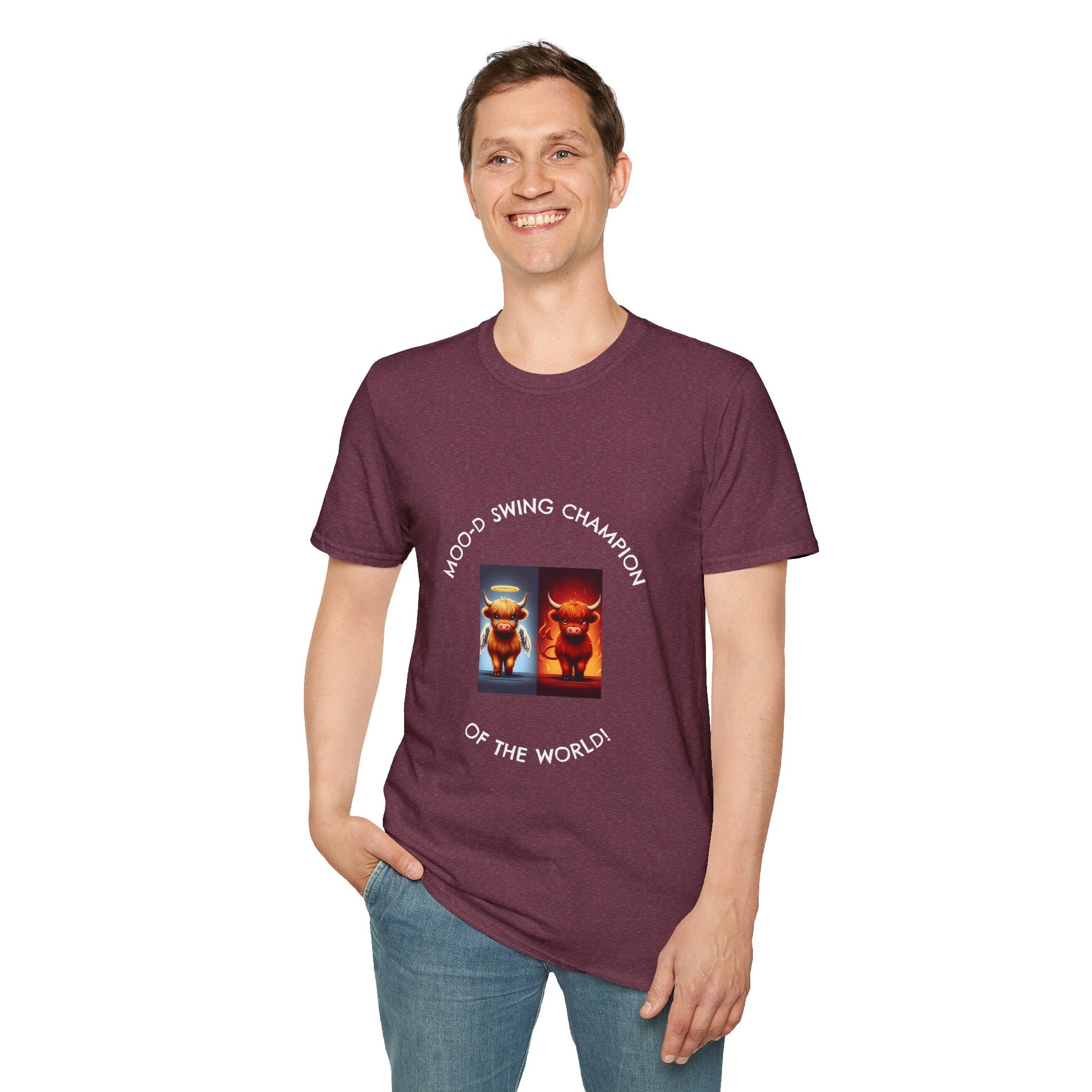 Highland Cow Mood Swings Tee - Holy Cow, Hell No, Fun Shirt, Cow Lover Gift,