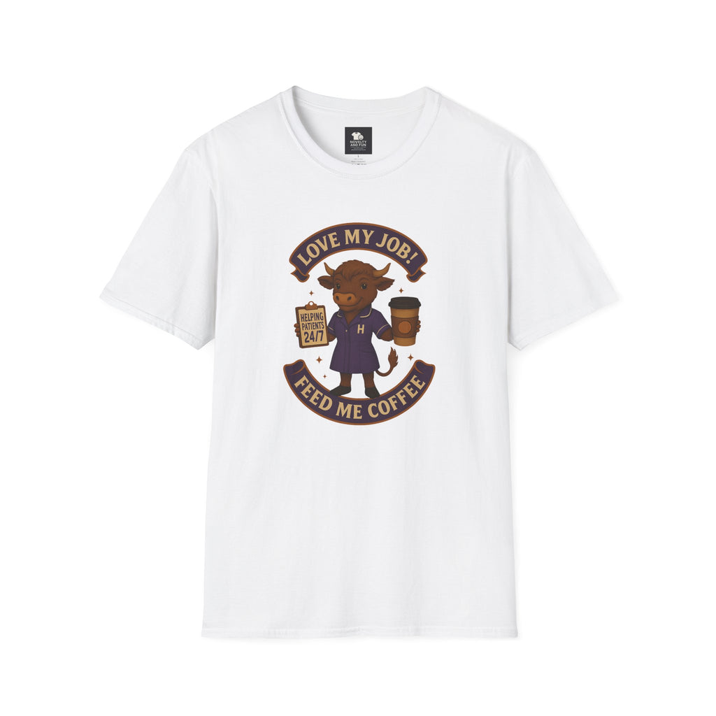 HCA Coffee Lover's Unisex T-Shirt, Funny Highland Cow Design