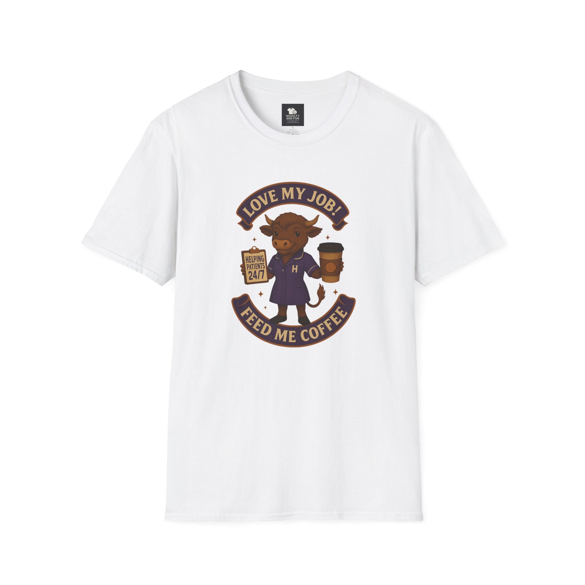 HCA Coffee Lover's Unisex T-Shirt, Funny Highland Cow Design